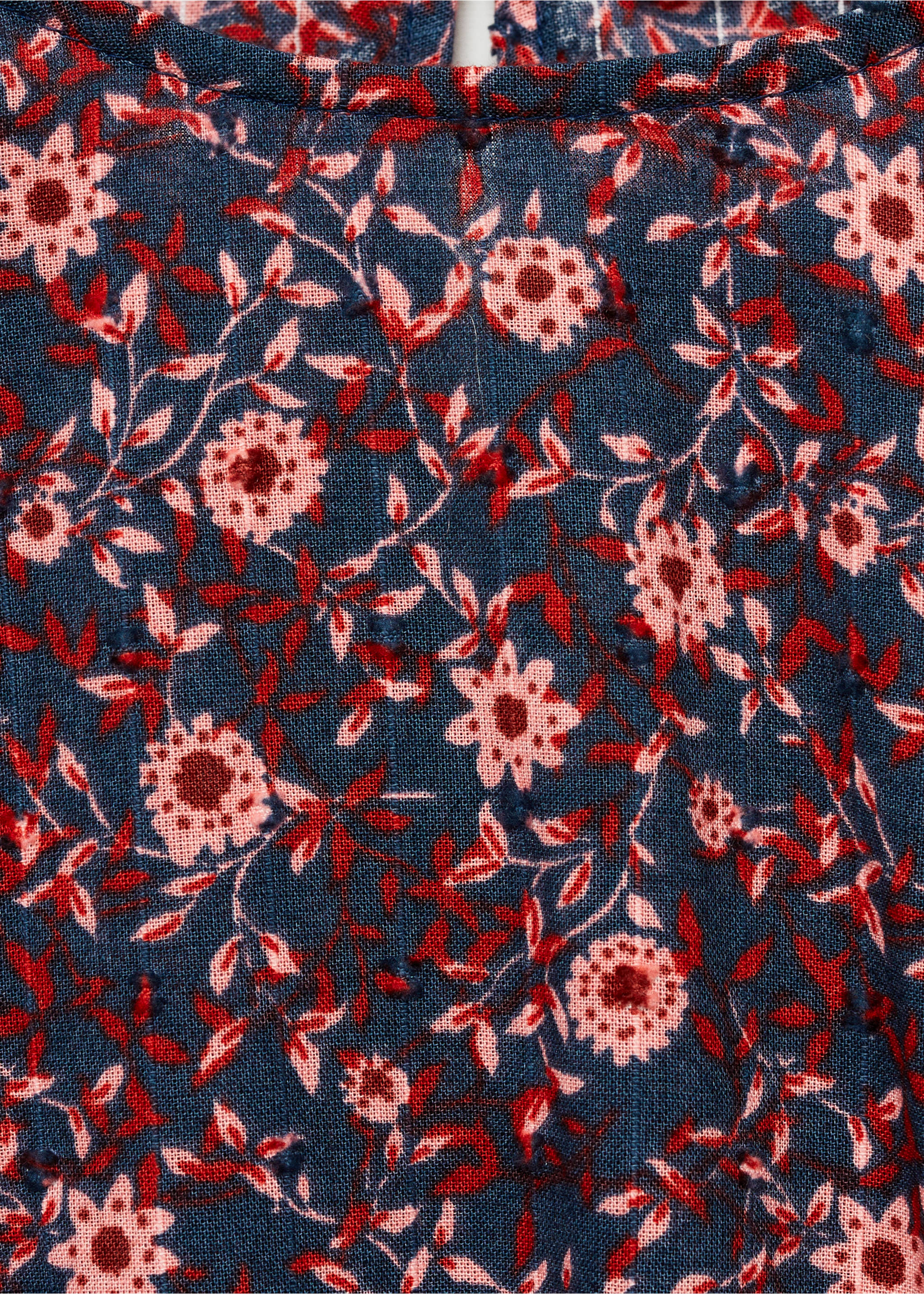 Ruched floral dress - Details of the article 8, Dark Navy. Ref: 77097924-00.