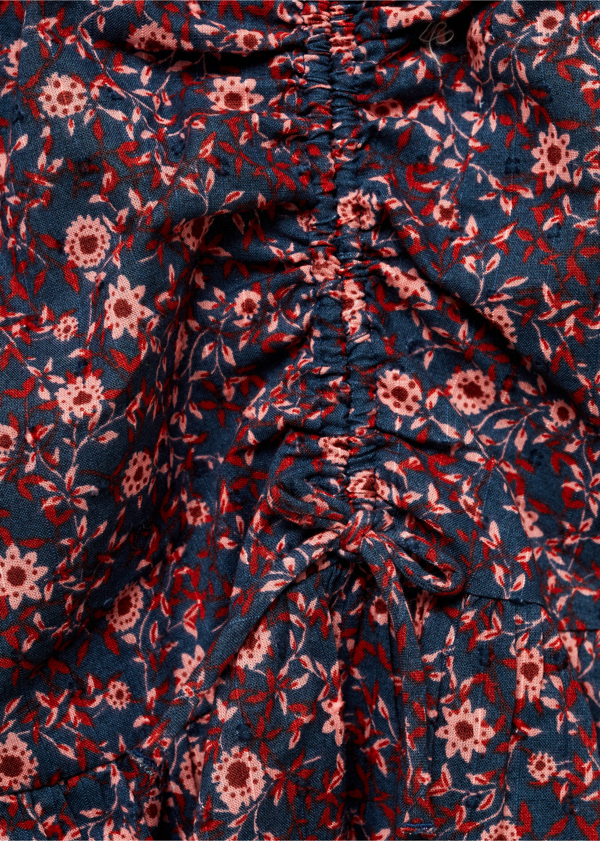 Ruched floral dress - Details of the article 0, Dark Navy. Ref: 77097924-00.