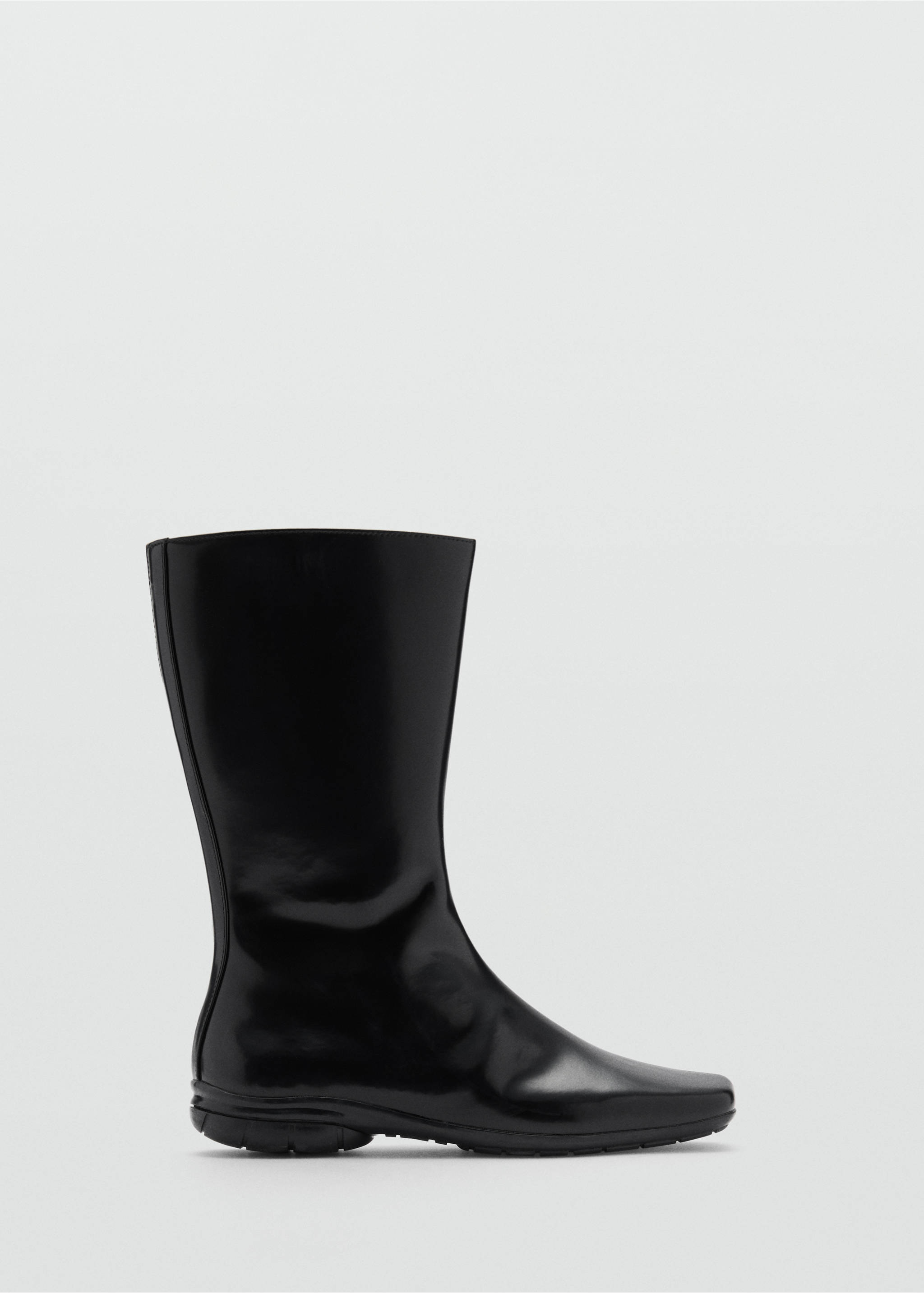 Bottines cuir bout carré - Article sans modèle, Noir. Ref: 77097927-00.