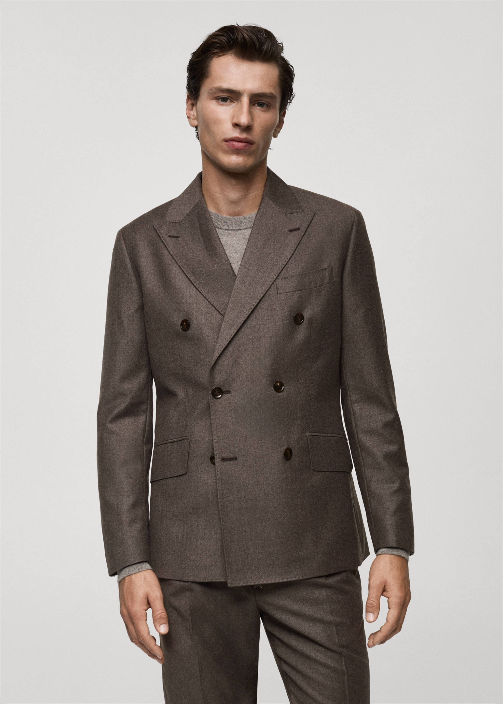 Italian 100% virgin wool flannel suit jacket - Medium plane