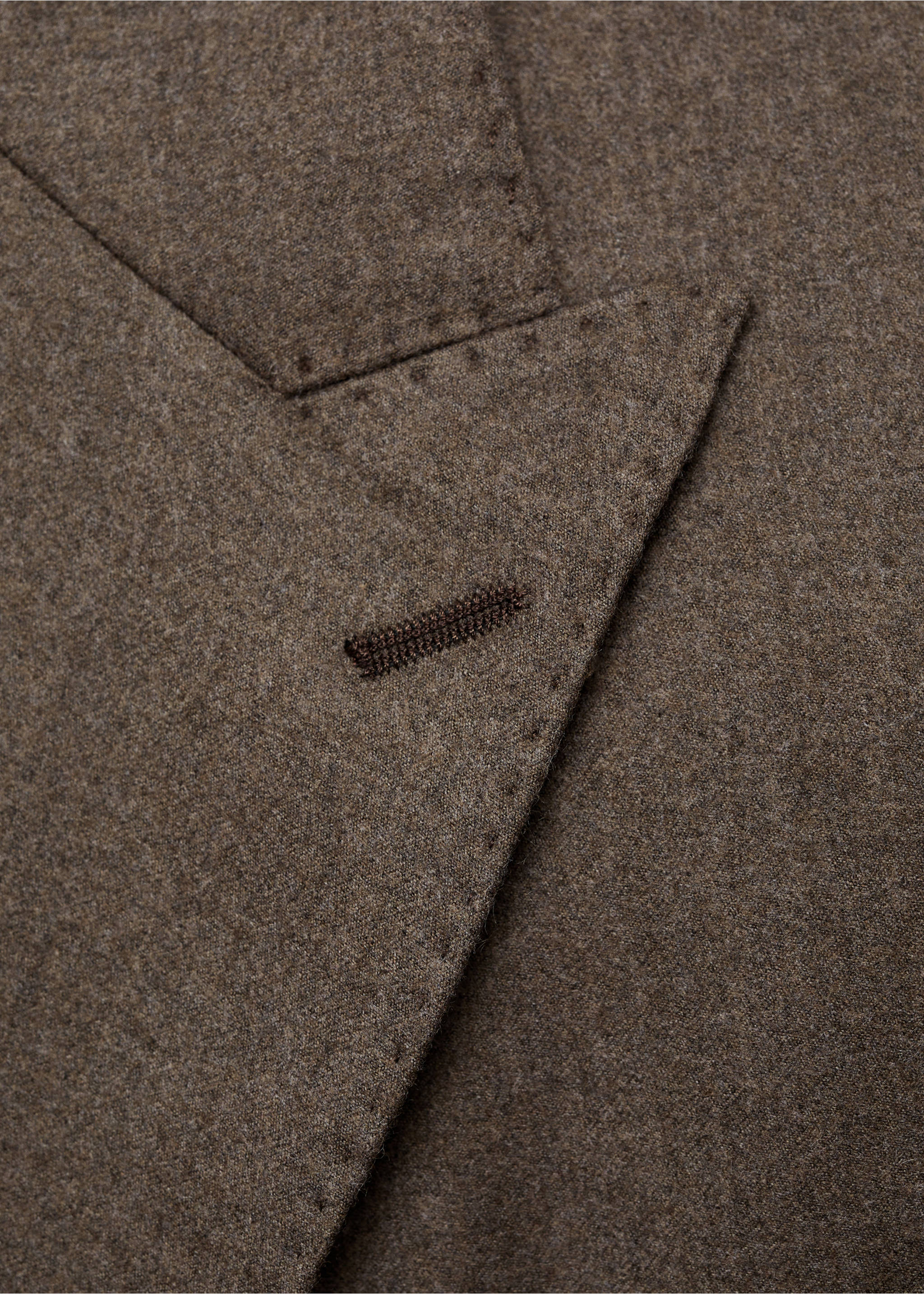 Italian 100% virgin wool flannel suit jacket - Details of the article 8, Brown. Ref: 77097930-00.