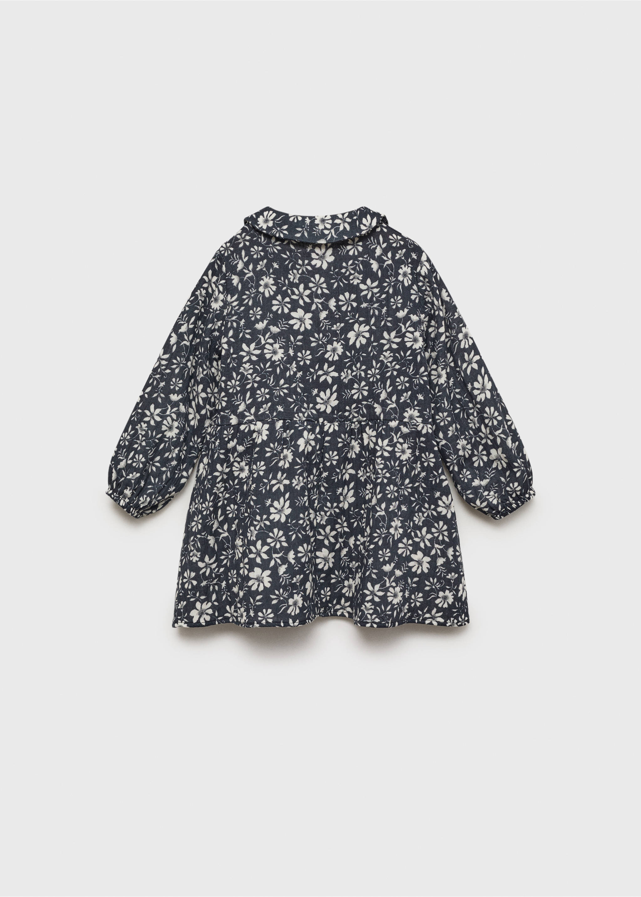 Koszulowa sukienka w kwiaty - Tylna strona artykułu, Ciemnogranatowy. Ref: 77097933-00.