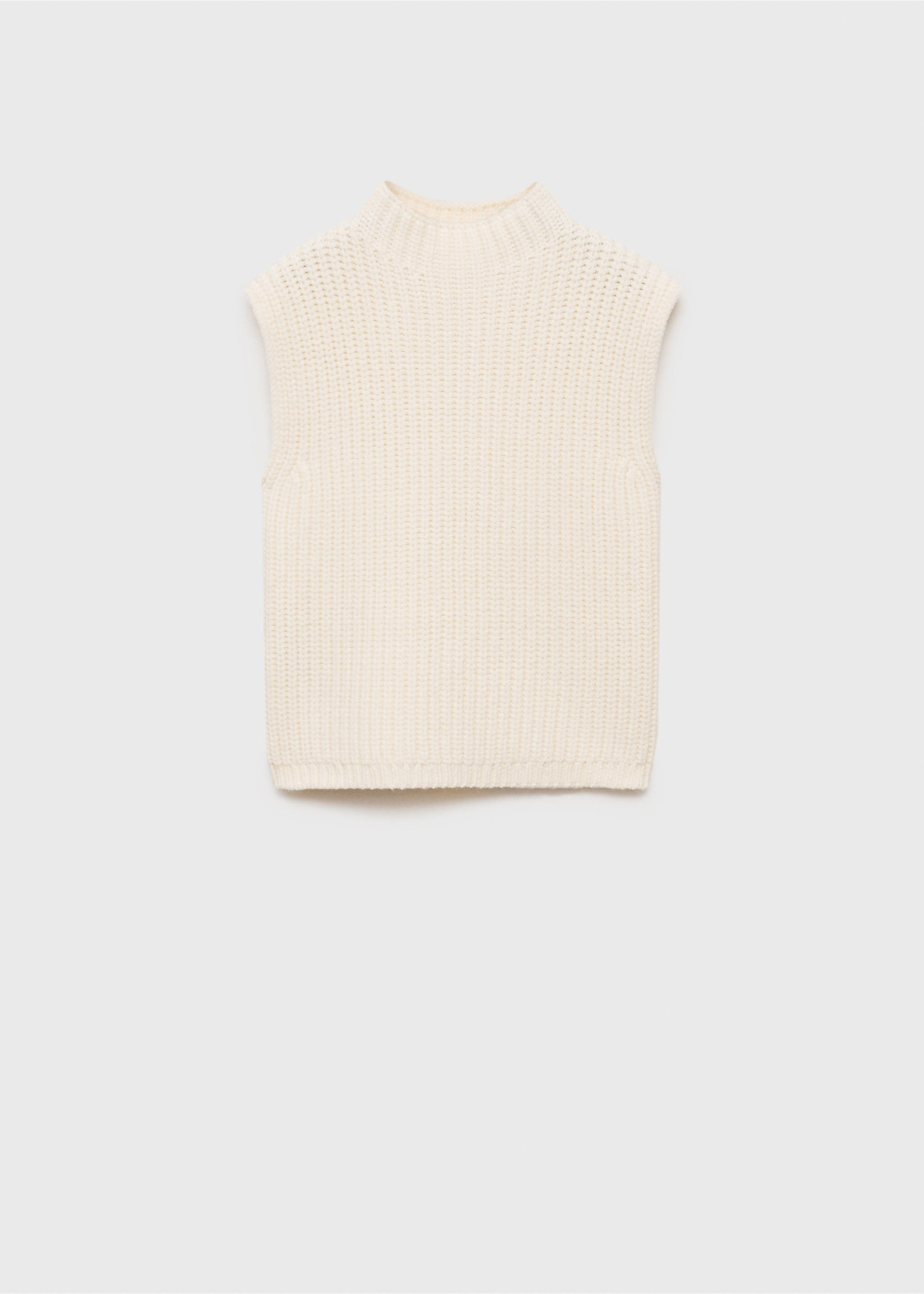 Perkins-neck knitted waistcoat - Article without model, Ecru. Ref: 77097934-00.