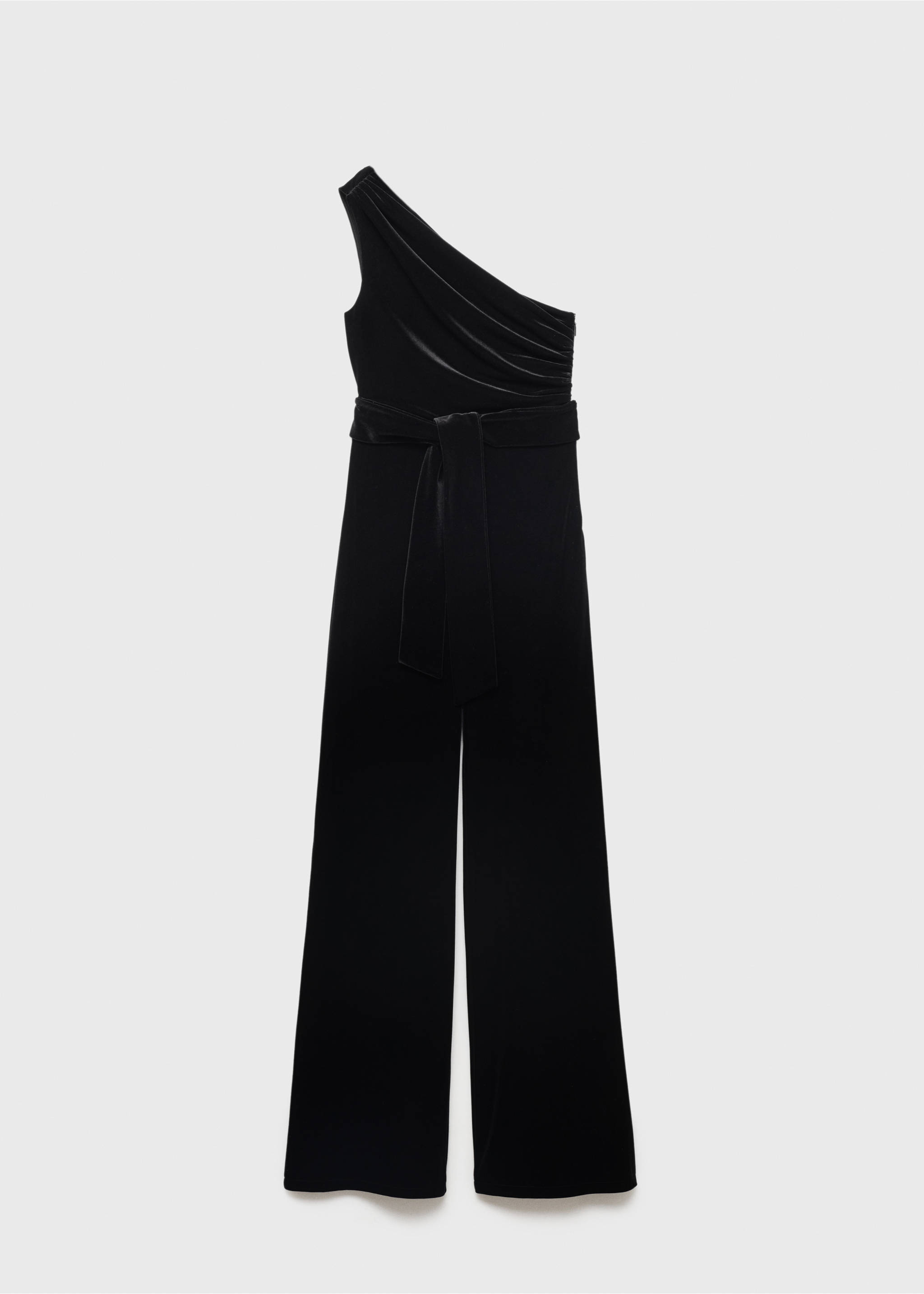 Asymmetric velvet jumpsuit - Article without model, Black. Ref: 77098267-00.