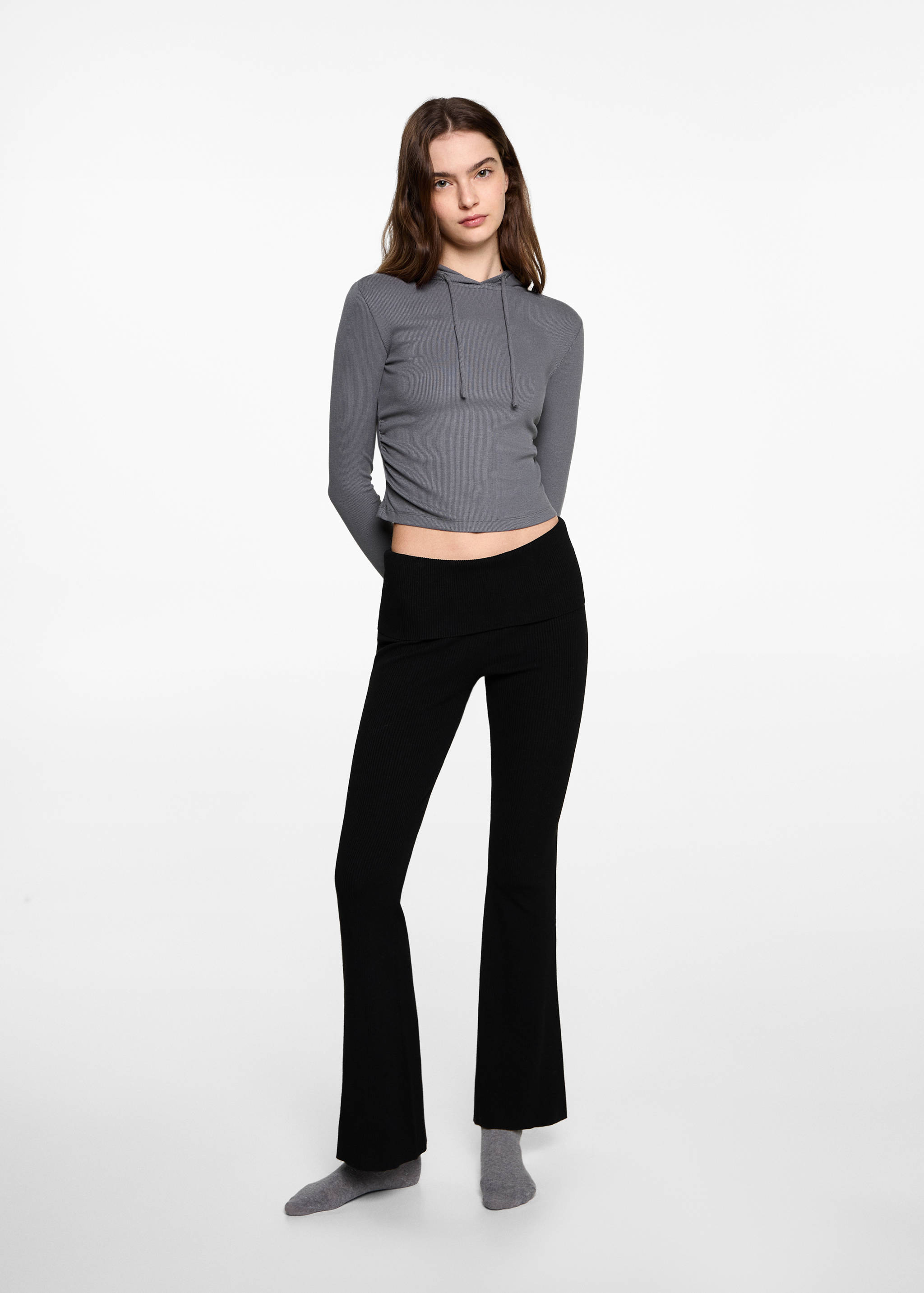 Sweat-shirt à capuche côtelé - Plan général