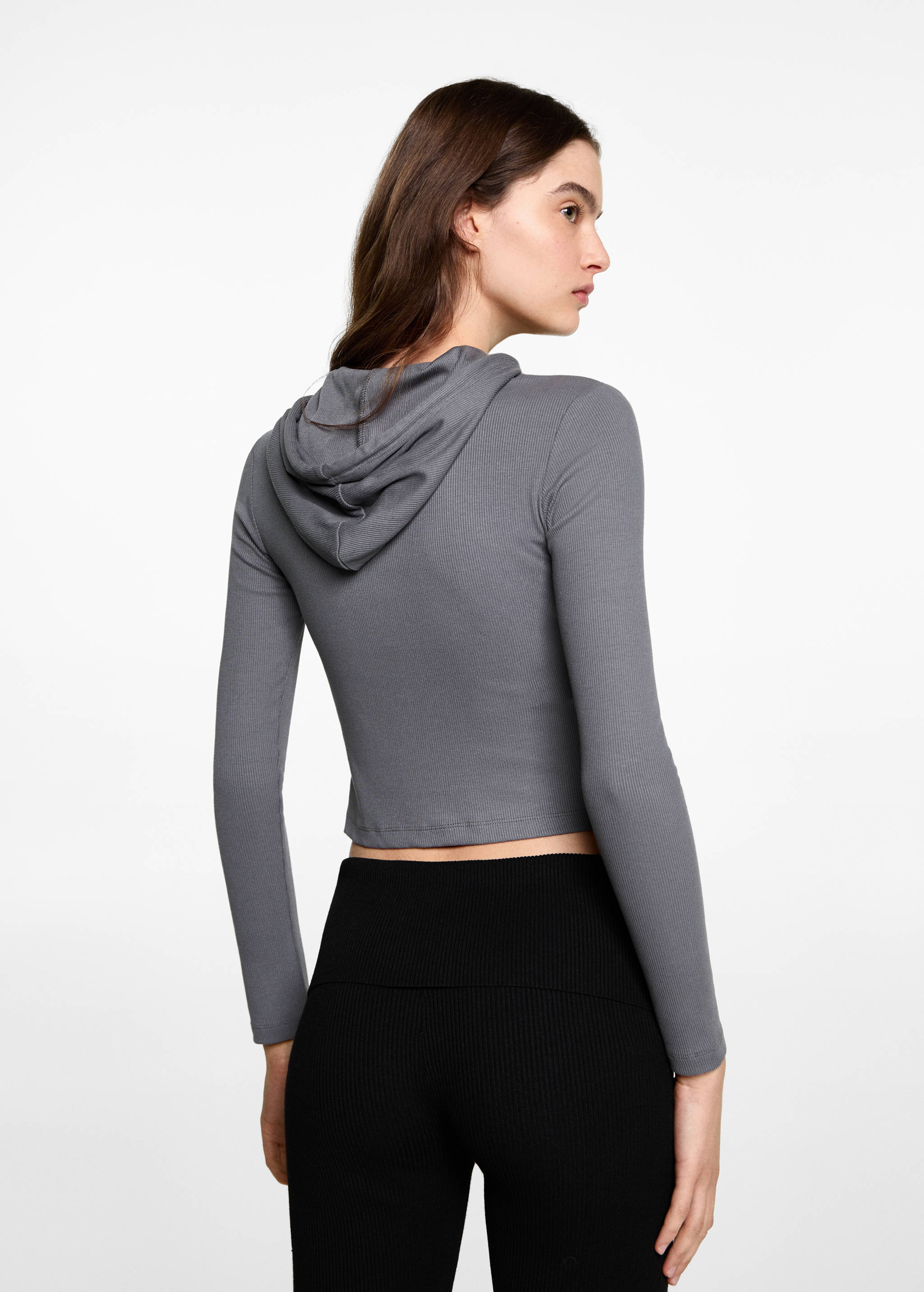 Sweat-shirt à capuche côtelé - Verso de l’article