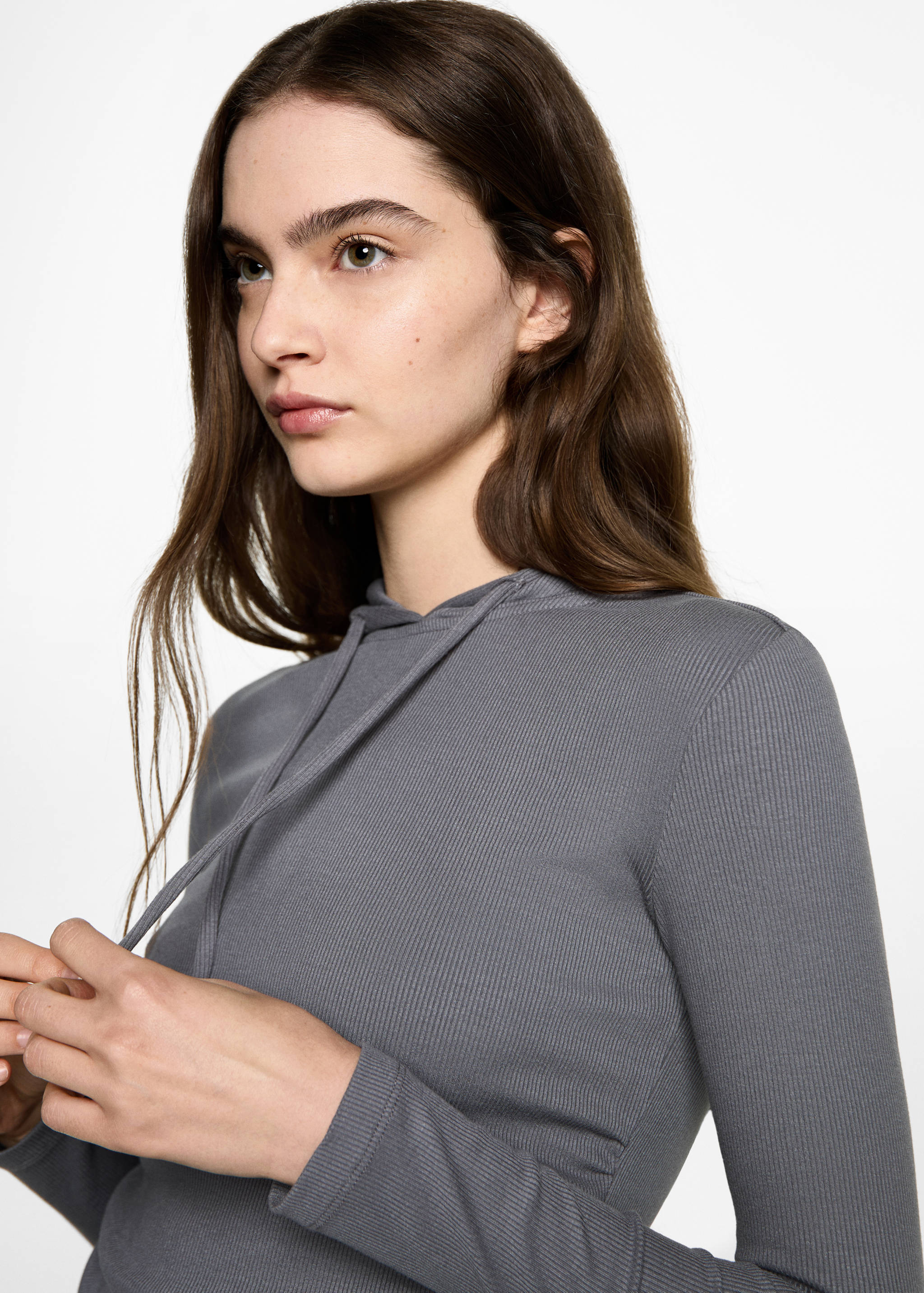 Sweat-shirt à capuche côtelé - Détail de l'article 1