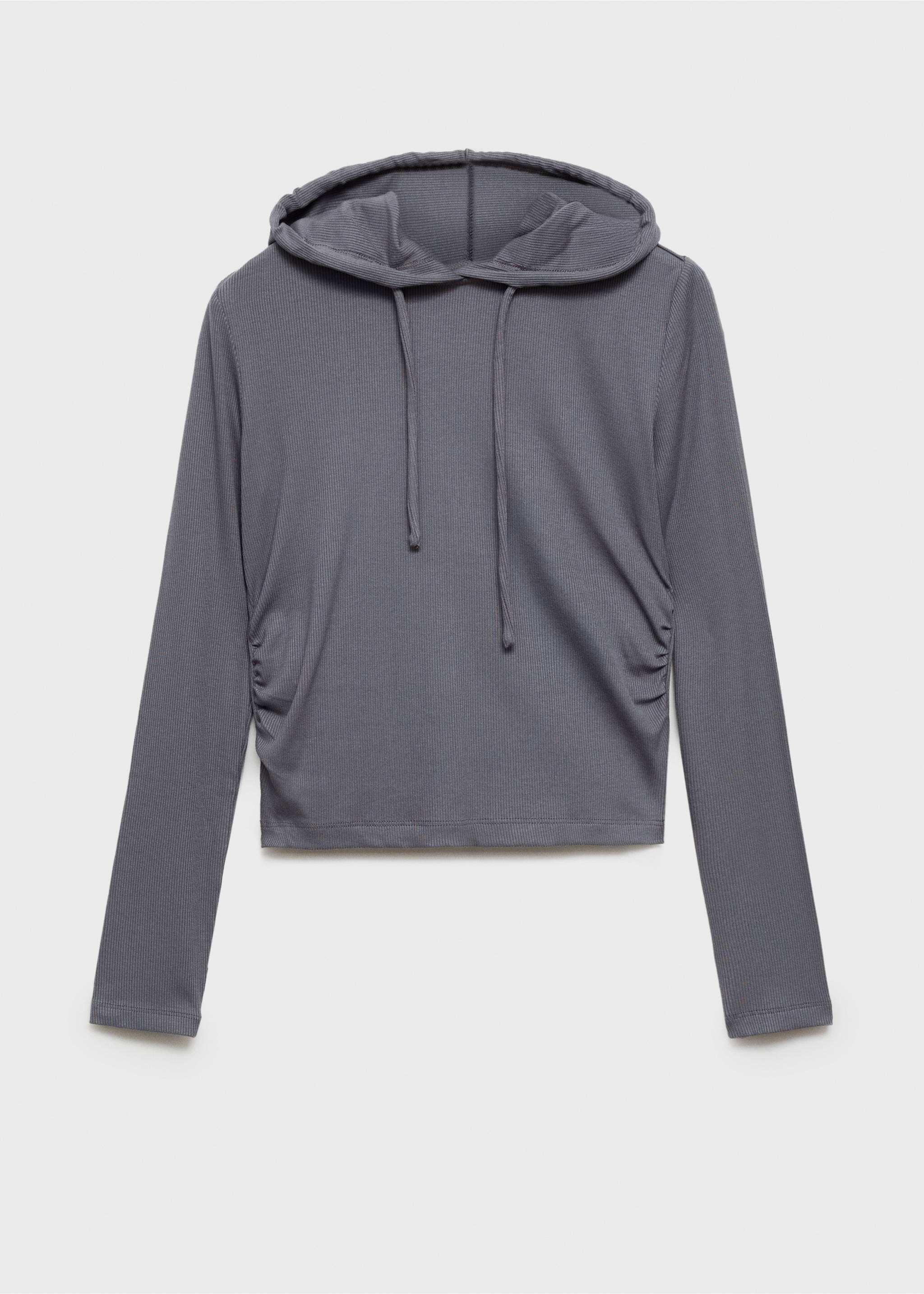 Sweat-shirt à capuche côtelé - Article sans modèle, Gris anthracite. Ref: 77098271-00.