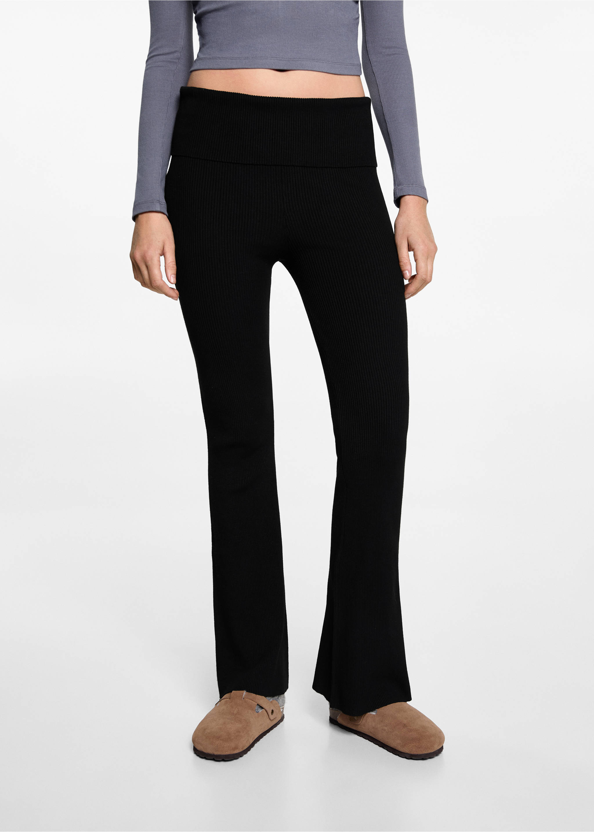 Ribbed flared leggings - Medium plane, Black. Ref: 77098272-00.