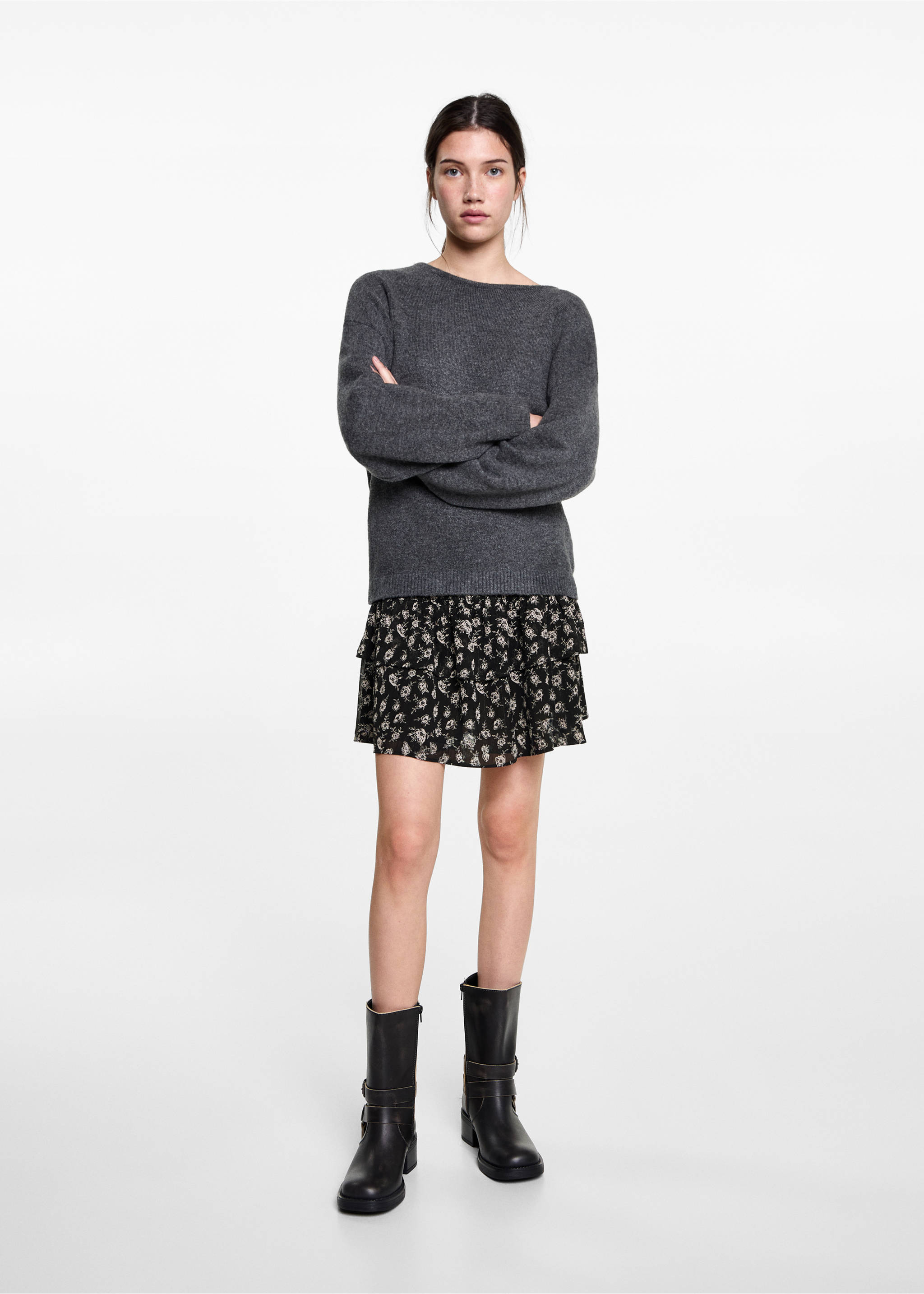 Blumenrock mit Rüschen - Allgemeine Ansicht, Schwarz. Ref: 77098277-00.