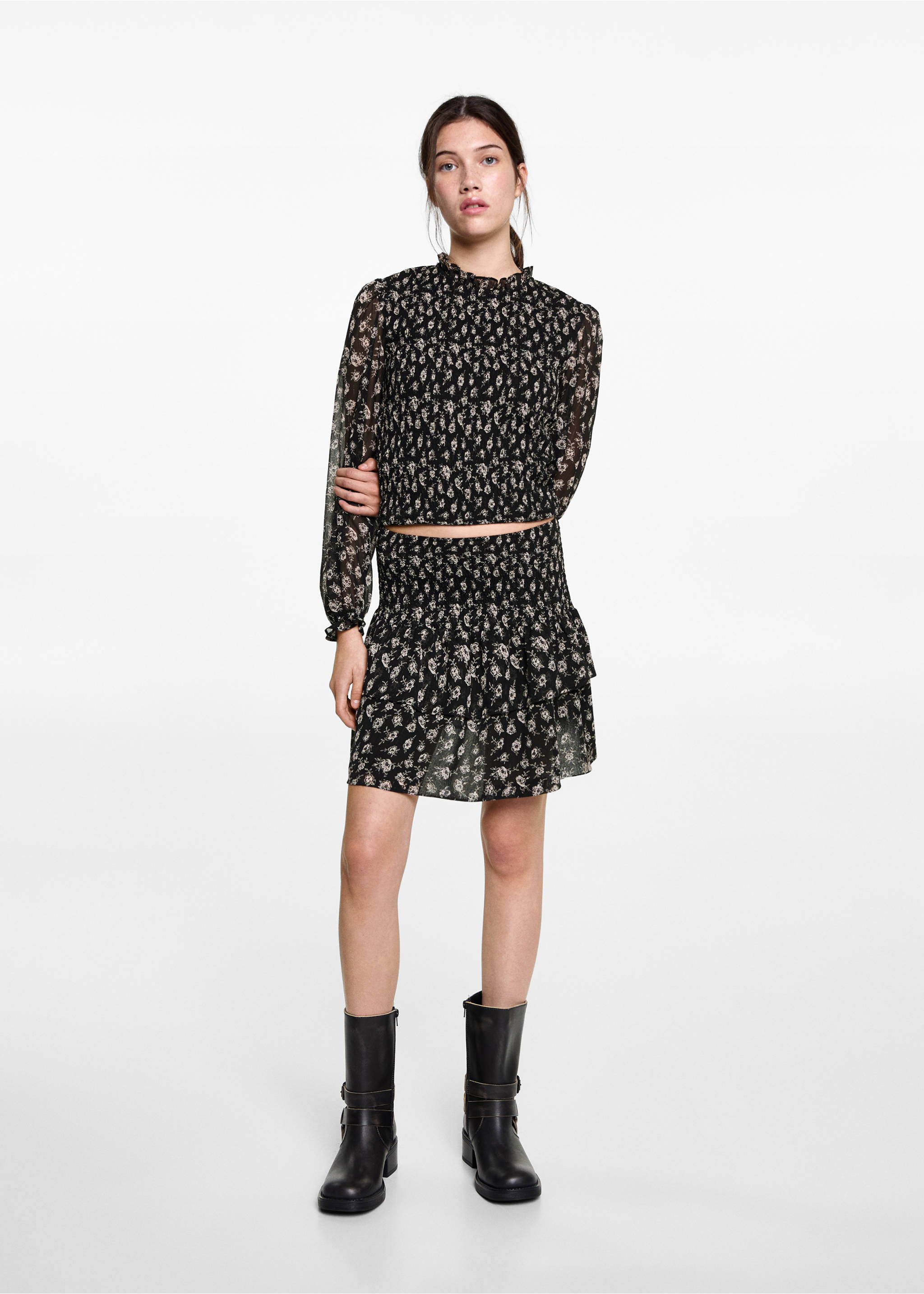 Blumenrock mit Rüschen - Detail des Artikels 2, Schwarz. Ref: 77098277-00.