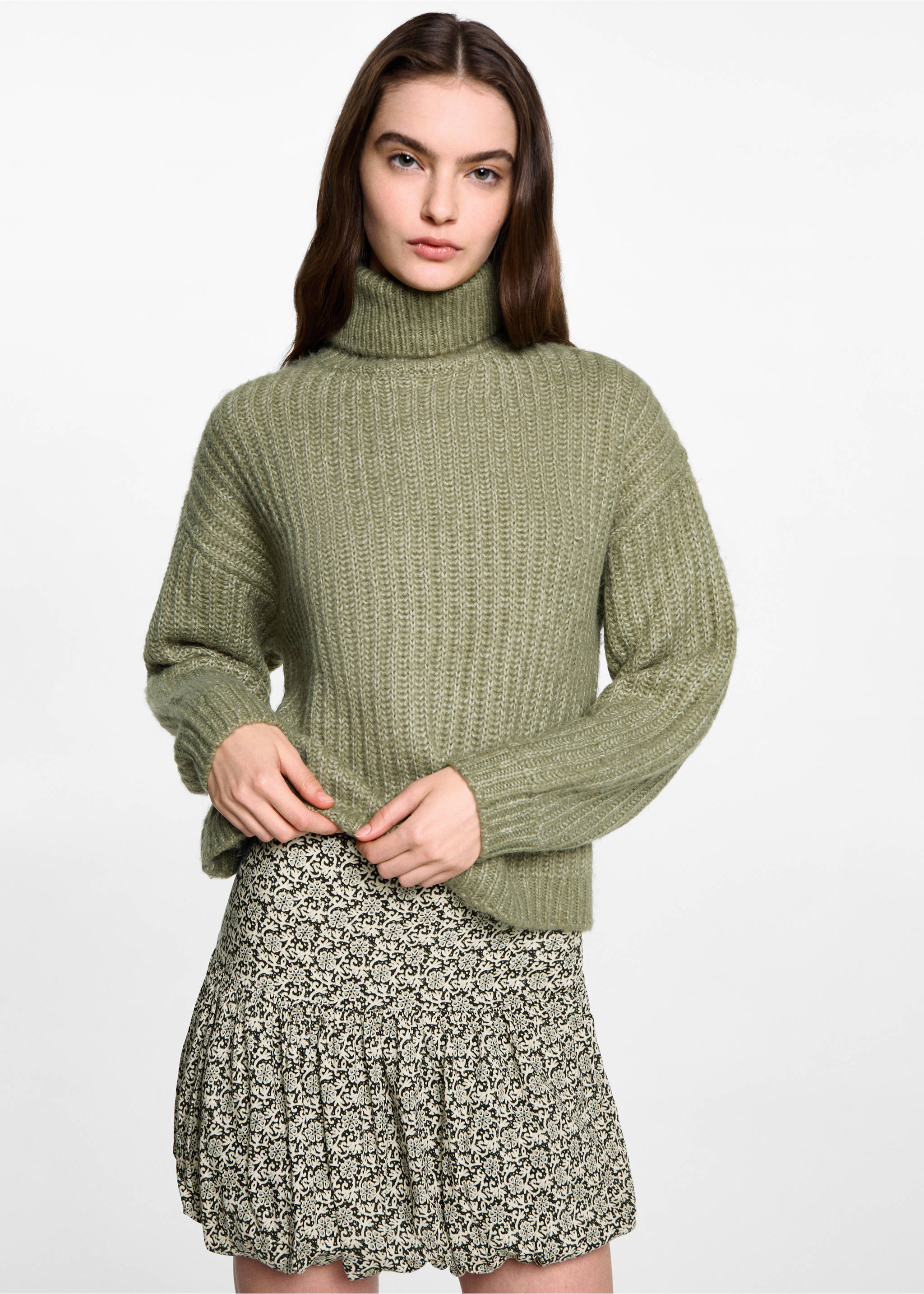 Floral-print balloon skirt - Medium plane, Black. Ref: 77098280-00.