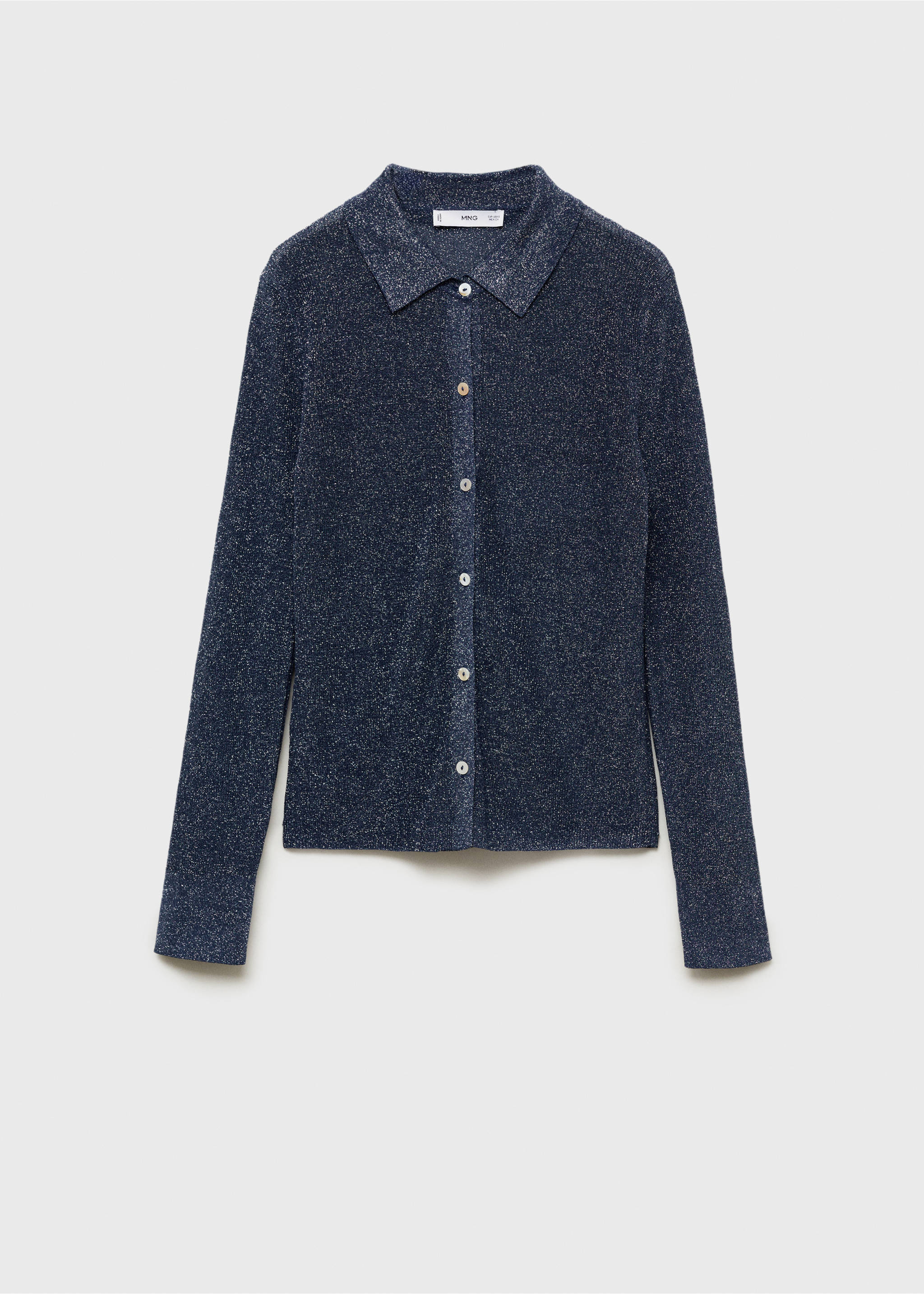 Lurex knitted shirt - Article without model, Night Blue. Ref: 77099056-00.