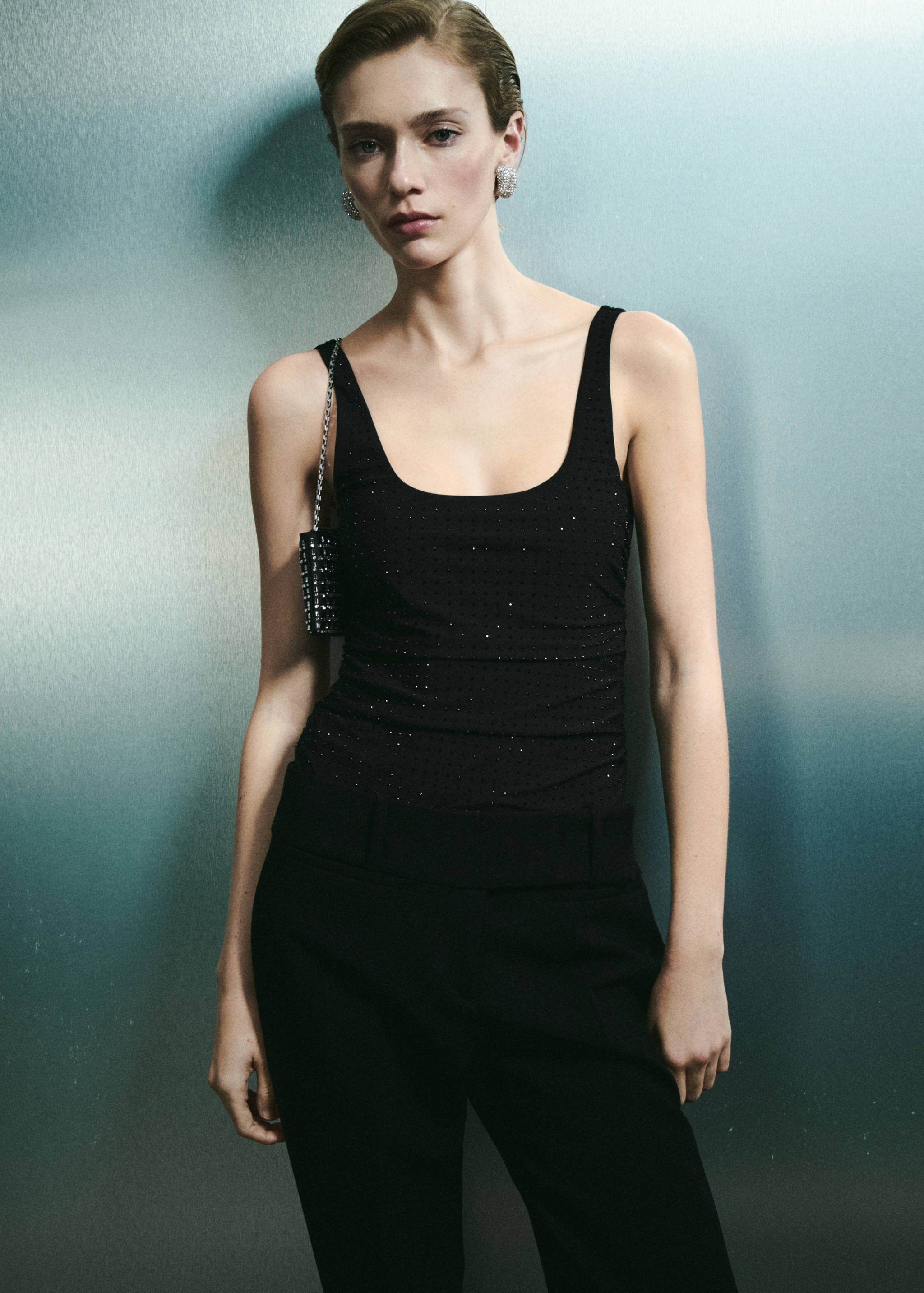 Gathered bodysuit with rhinestone detail - Details of the article 2