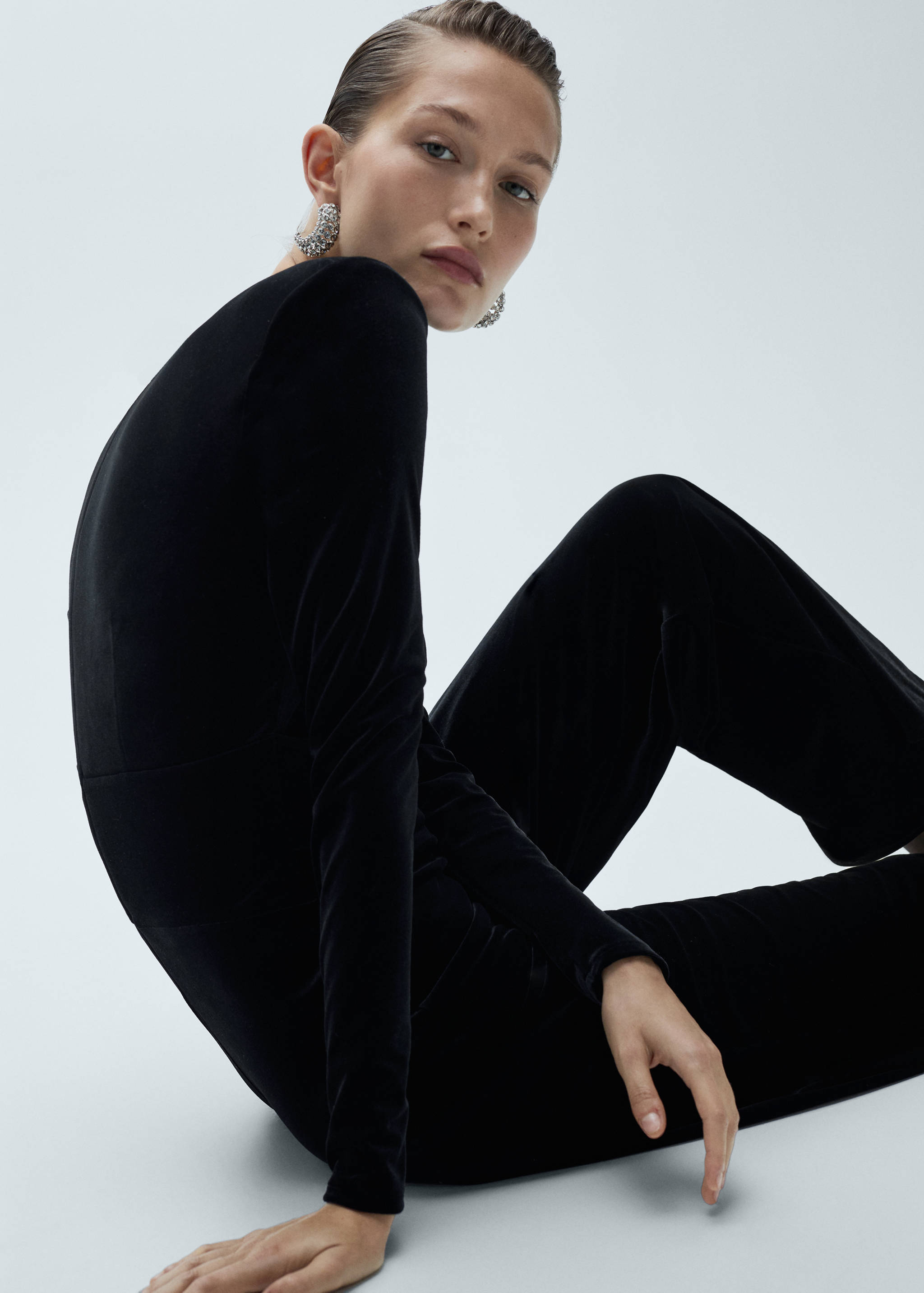 Překřížený overal samet - Náhled ve středové rovině