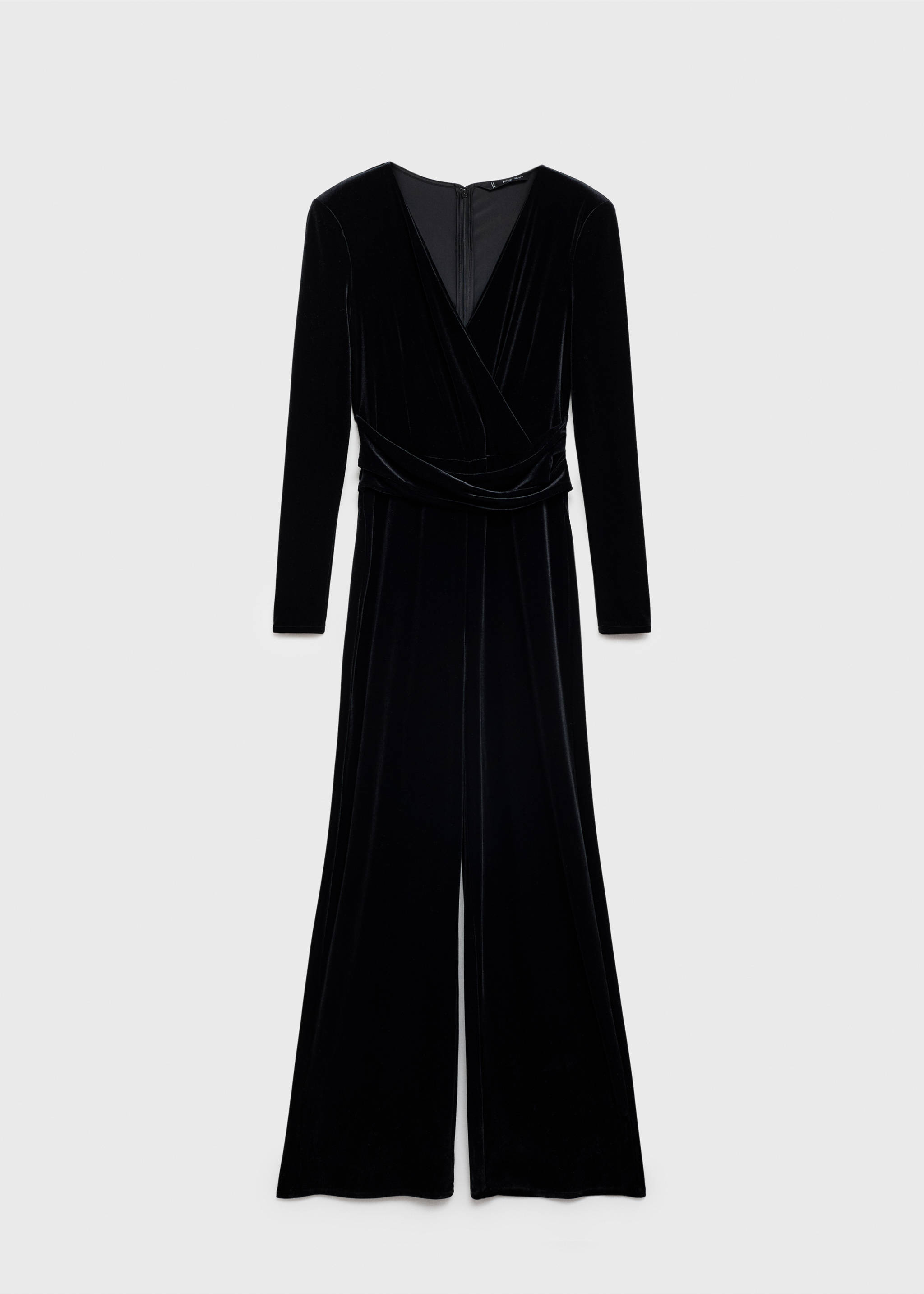 Crossed velvet jumpsuit - Article without model, Black. Ref: 77099058-00.
