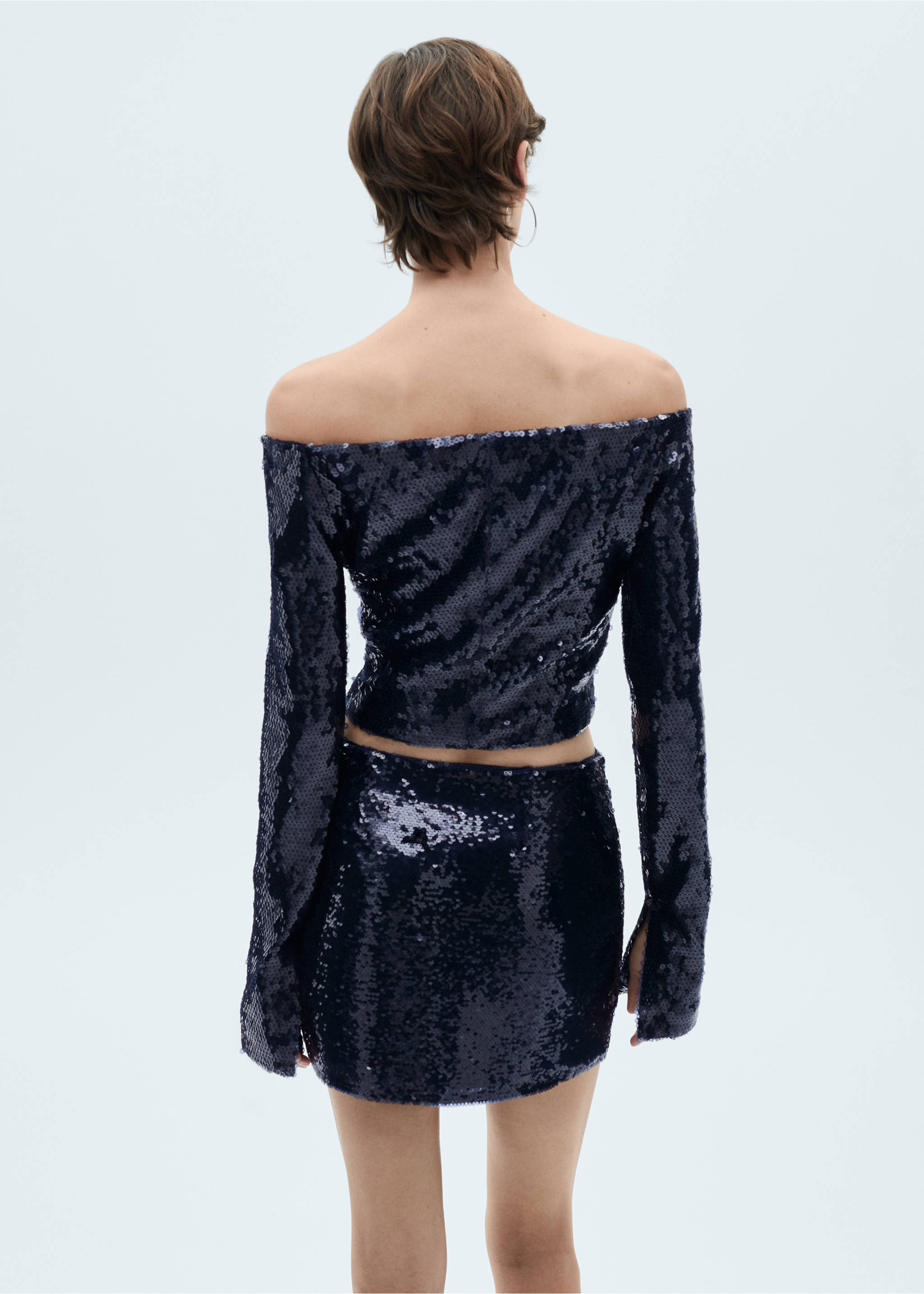 Minifalda lentejuelas - Reverso del artículo, Azul noche. Ref: 77099059-00.