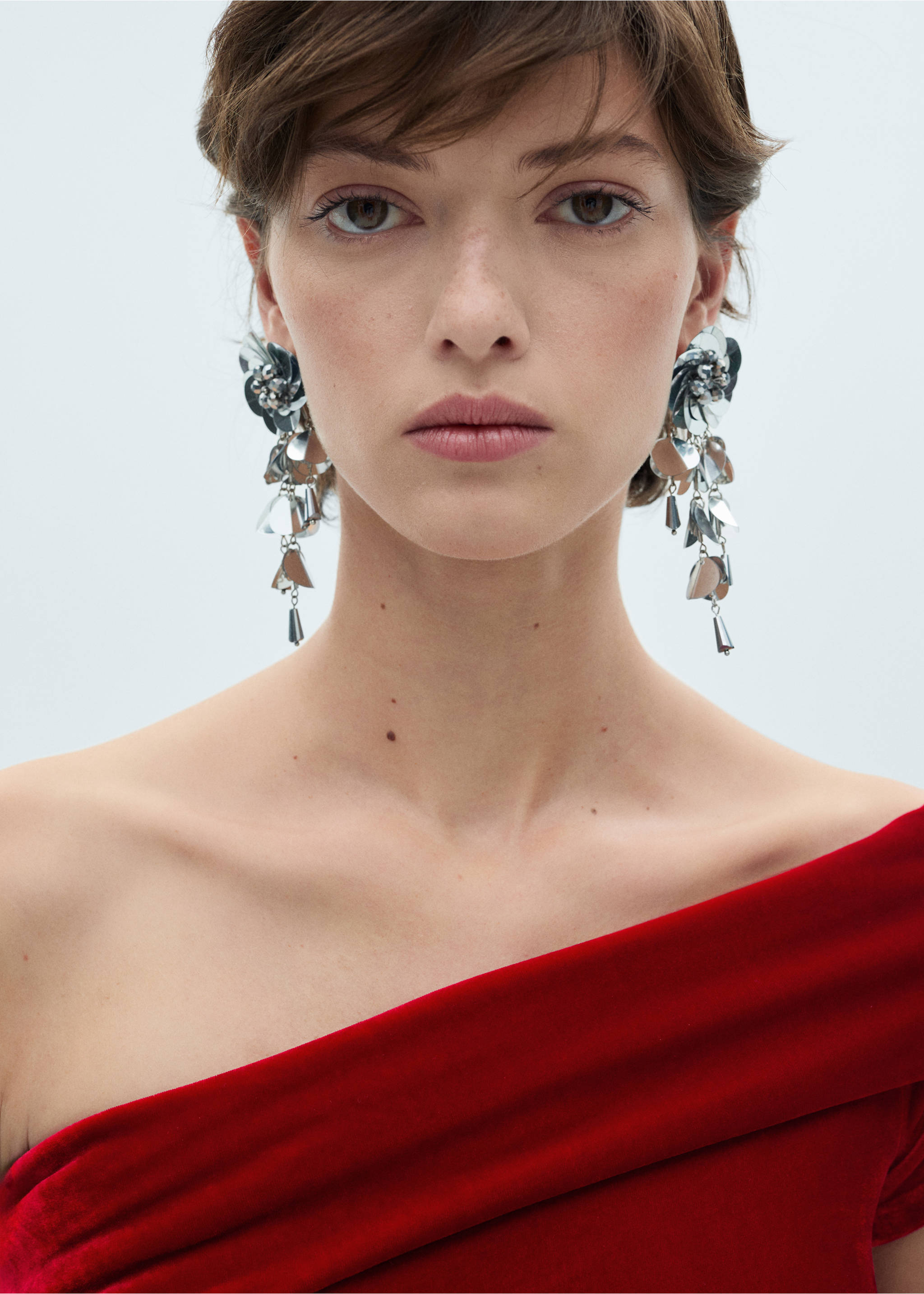 Body asymétrique velours - Détail de l'article 1, Rouge. Ref: 77099060-00.