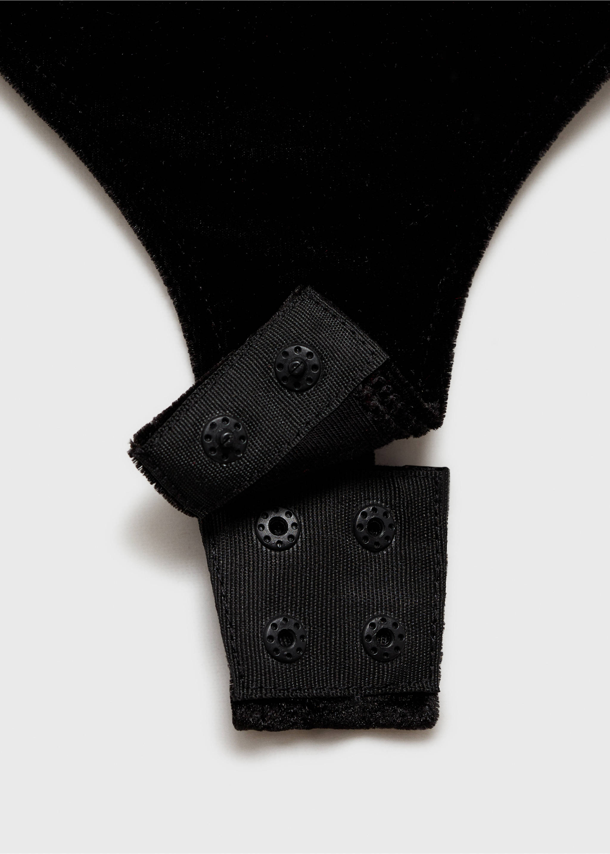 Asymmetric velvet bodysuit - Details of the article 0, Black. Ref: 77099060-00.