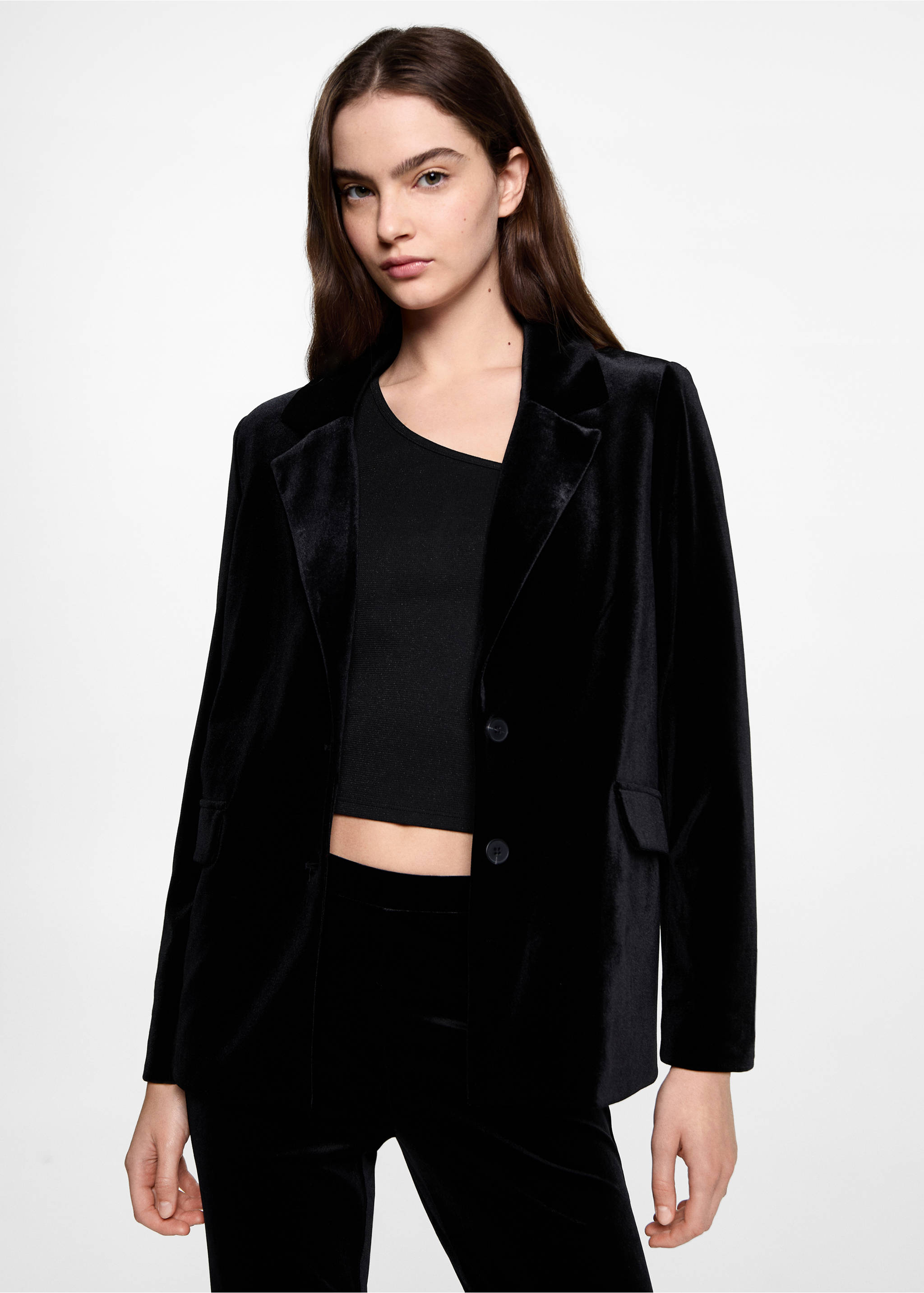 Velvet blazer - Medium plane, Black. Ref: 77099064-00.
