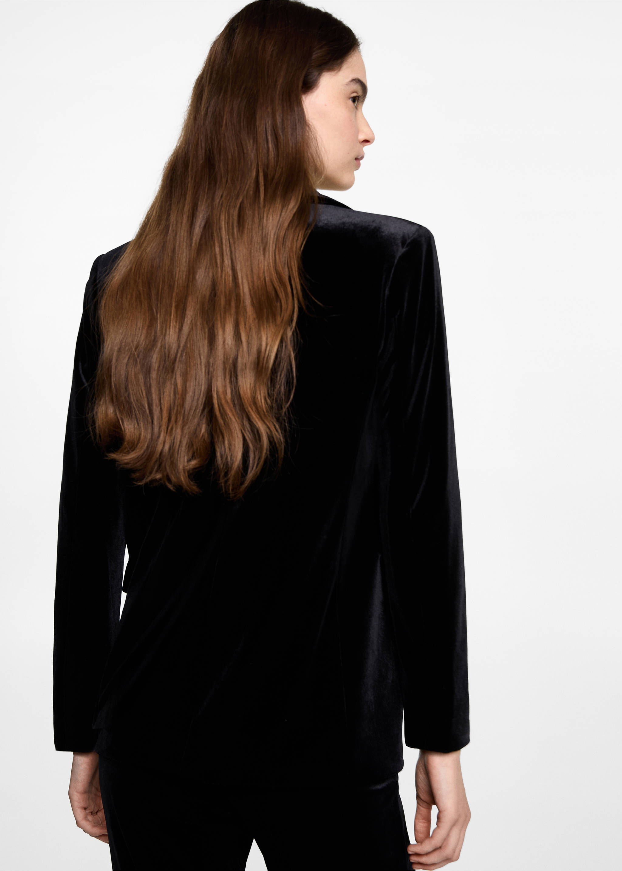 Velvet blazer - Reverse of the article, Black. Ref: 77099064-00.