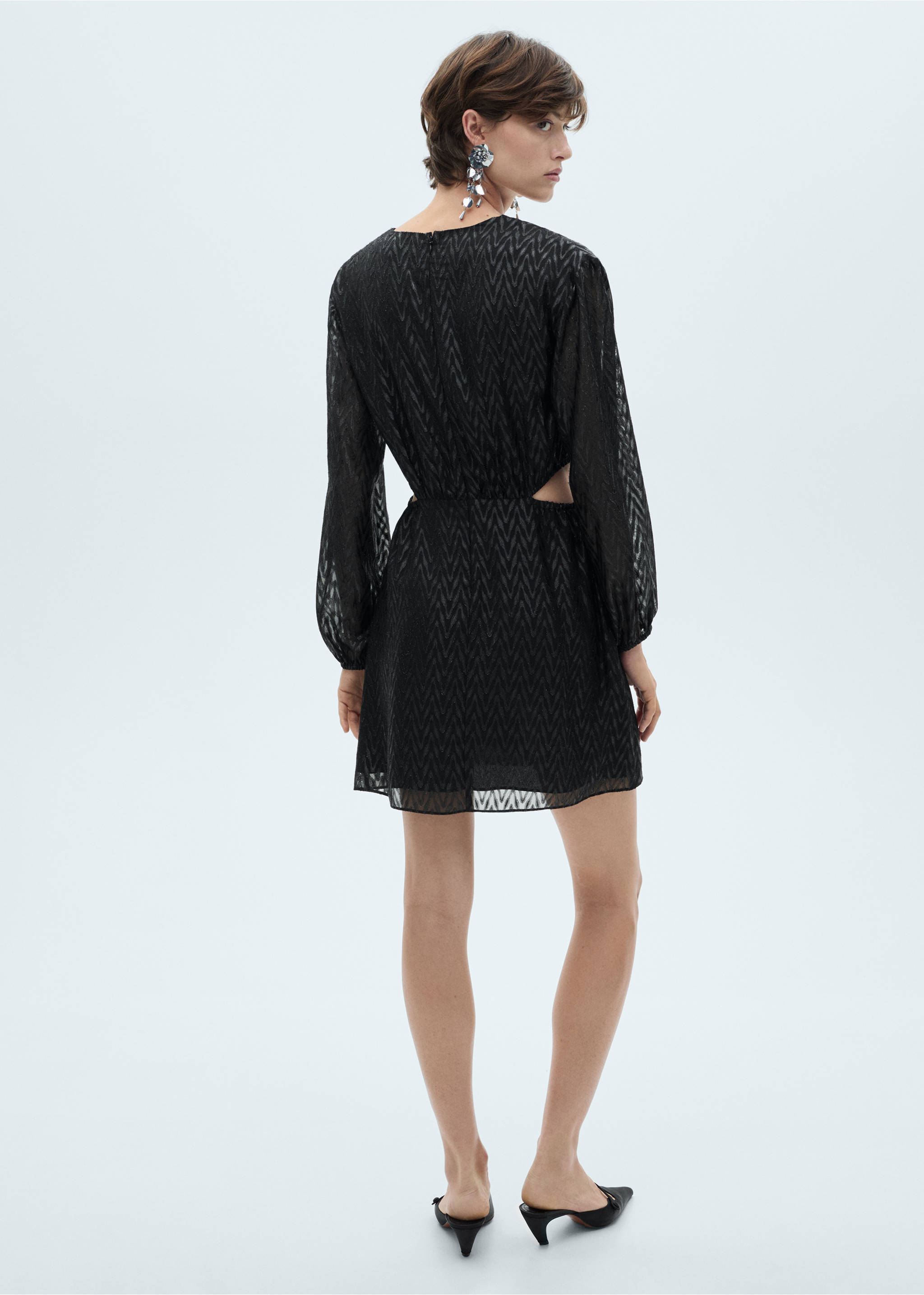 Wrap dress with side slits - Reverse of the article, Black. Ref: 77099065-00.