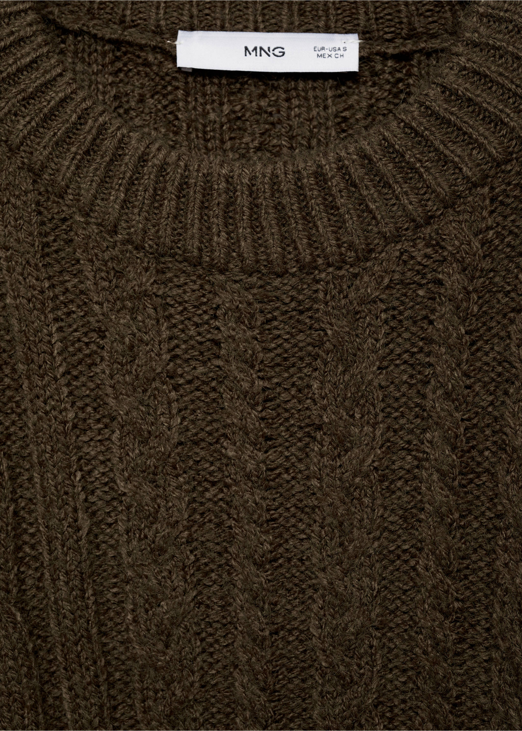 Cable knit dress - Details of the article 8, Khaki. Ref: 77099066-00.