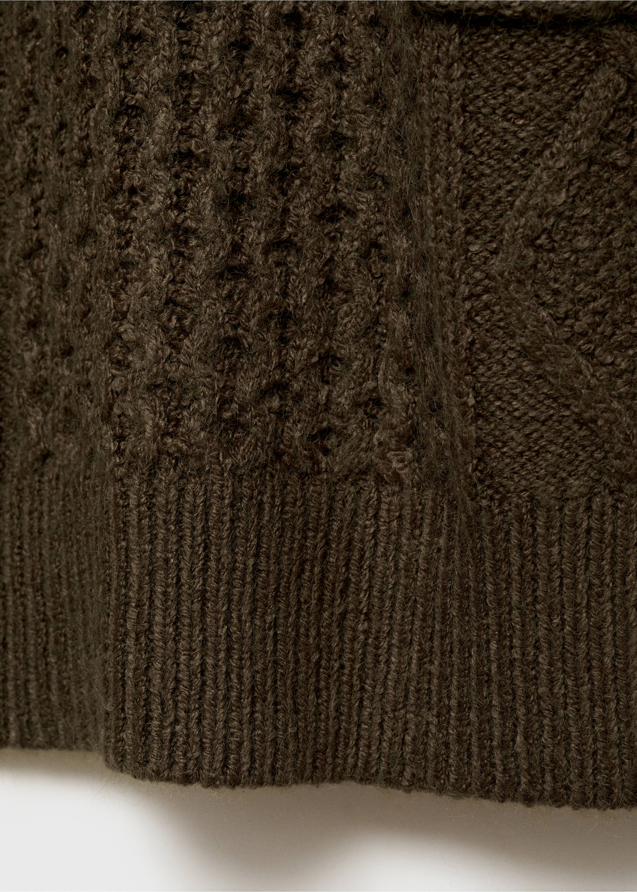 Cable knit dress - Details of the article 0, Khaki. Ref: 77099066-00.