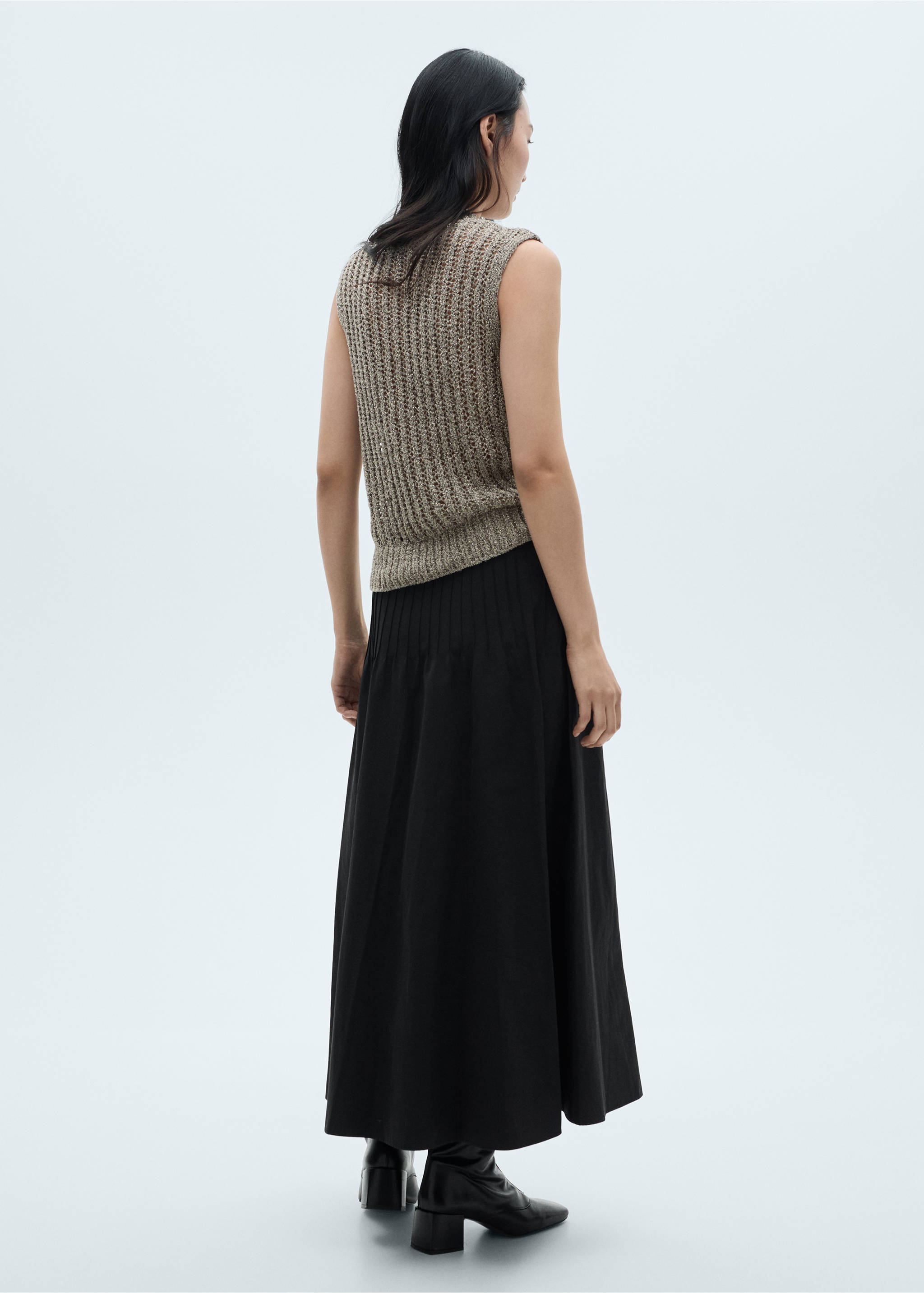 Lurex openwork knitted waistcoat - Reverse of the article, Silver. Ref: 77099069-00.