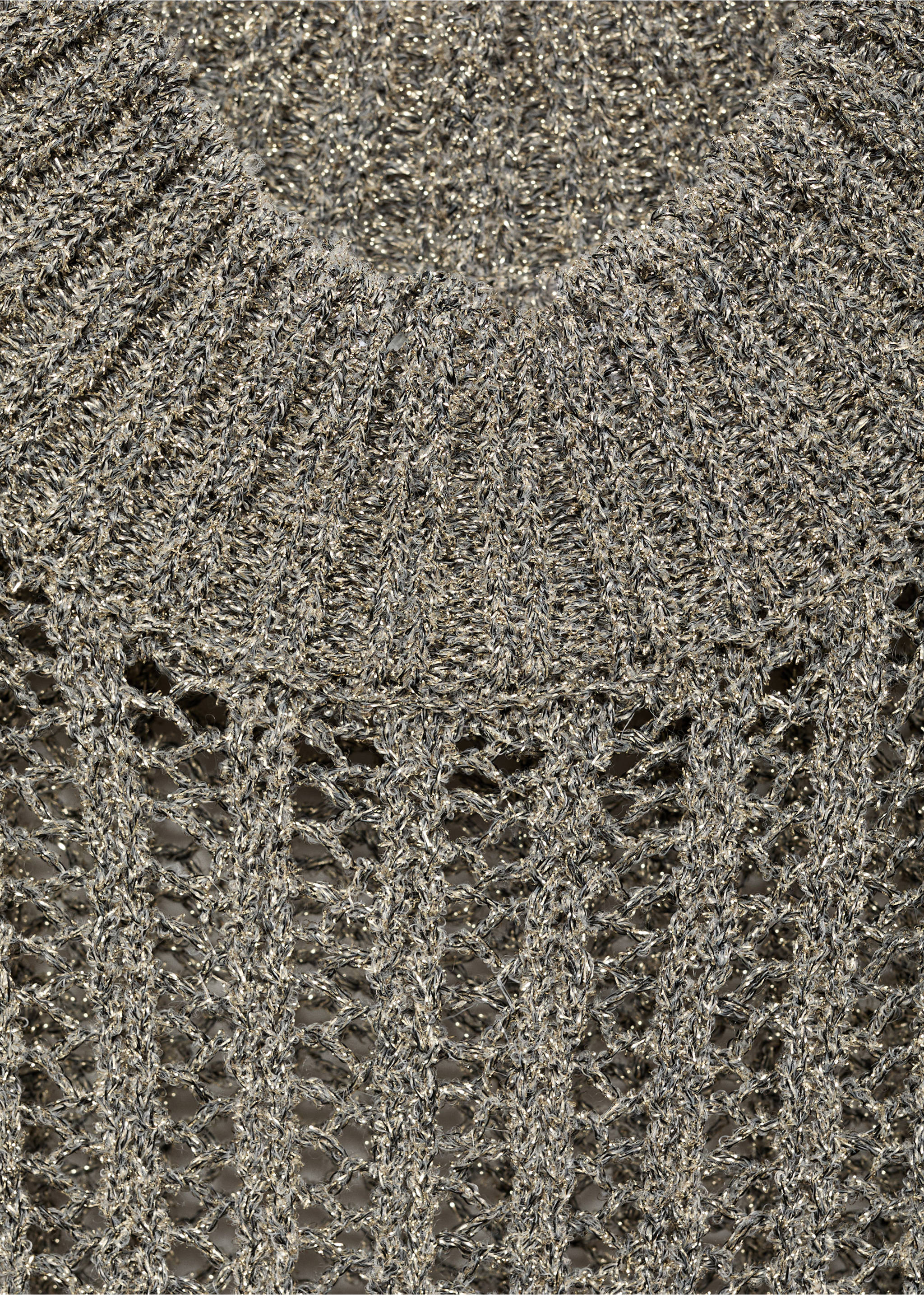 Lurex openwork knitted waistcoat - Details of the article 8, Silver. Ref: 77099069-00.