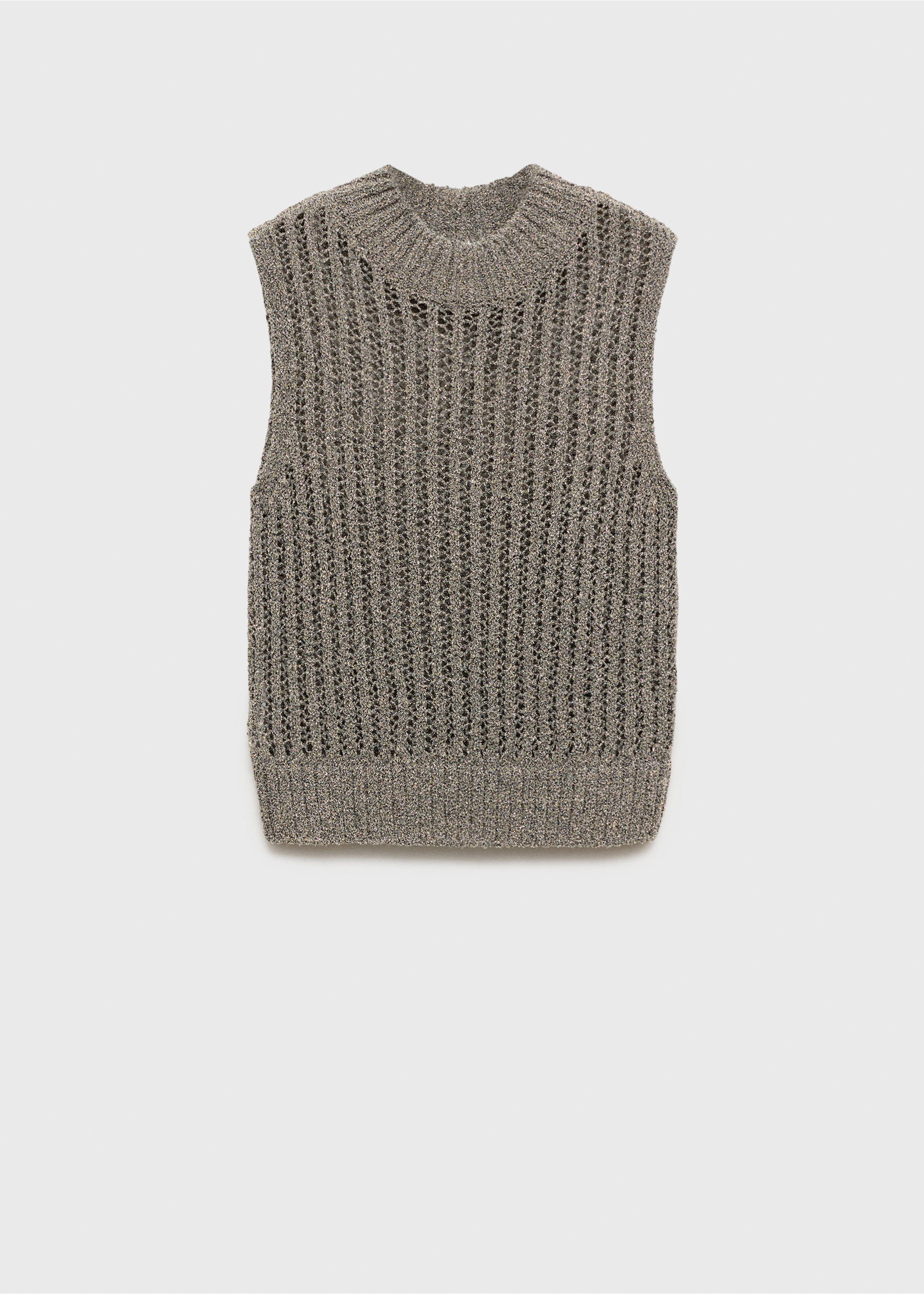 Lurex openwork knitted waistcoat - Article without model, Silver. Ref: 77099069-00.