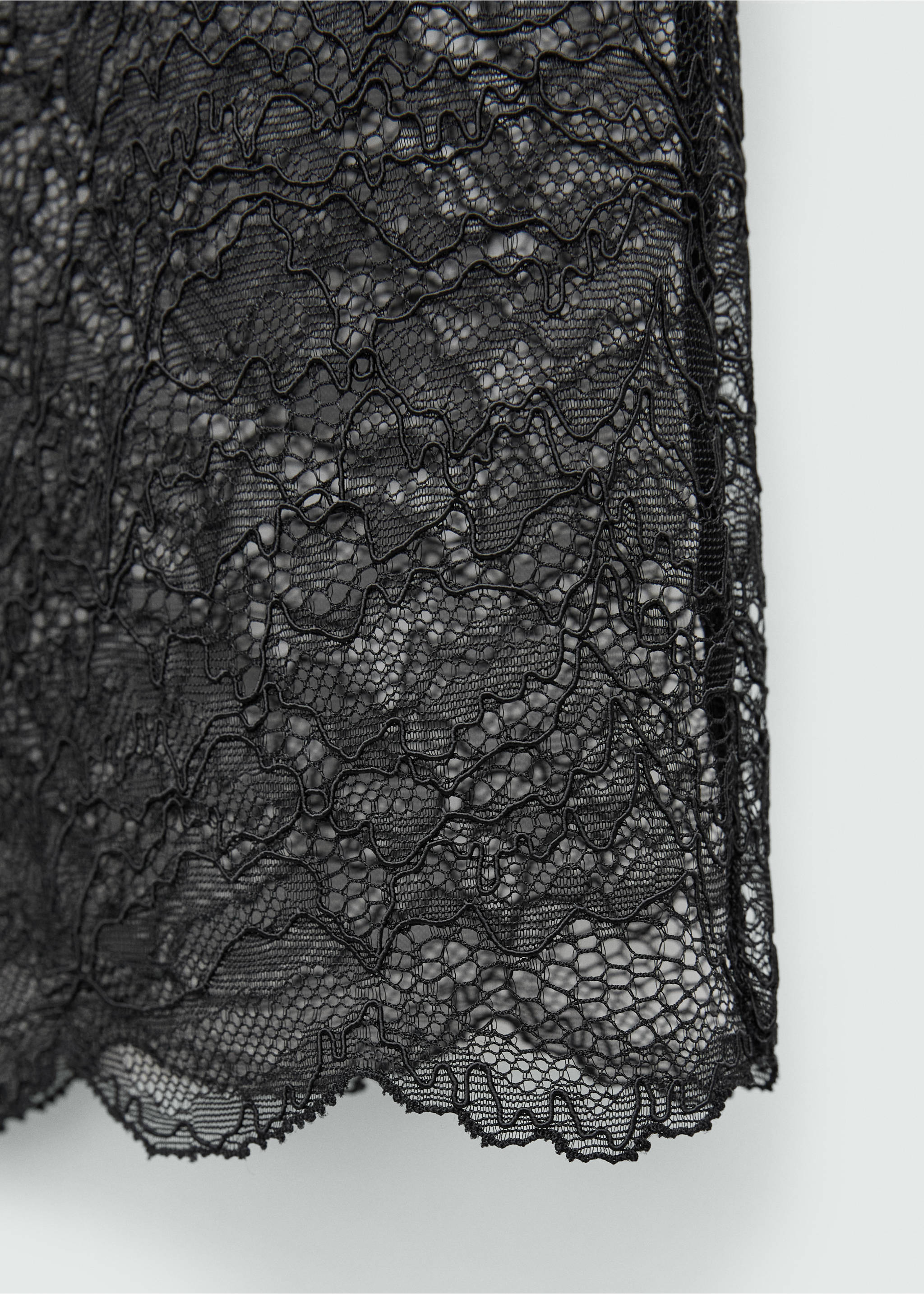 Semi-transparent guipure skirt - Details of the article 0, Black. Ref: 77099072-00.