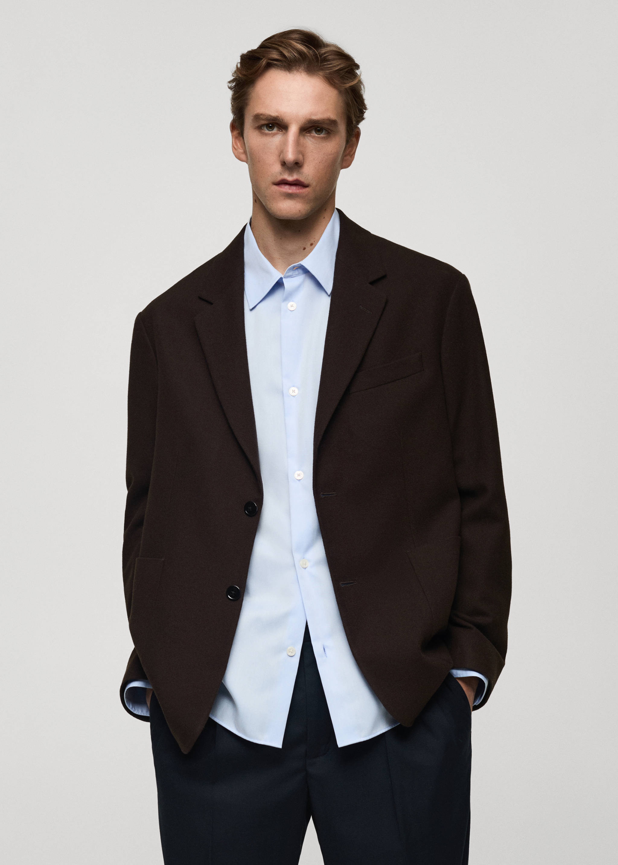 Recycled wool regular-fit jacket - Medium plane