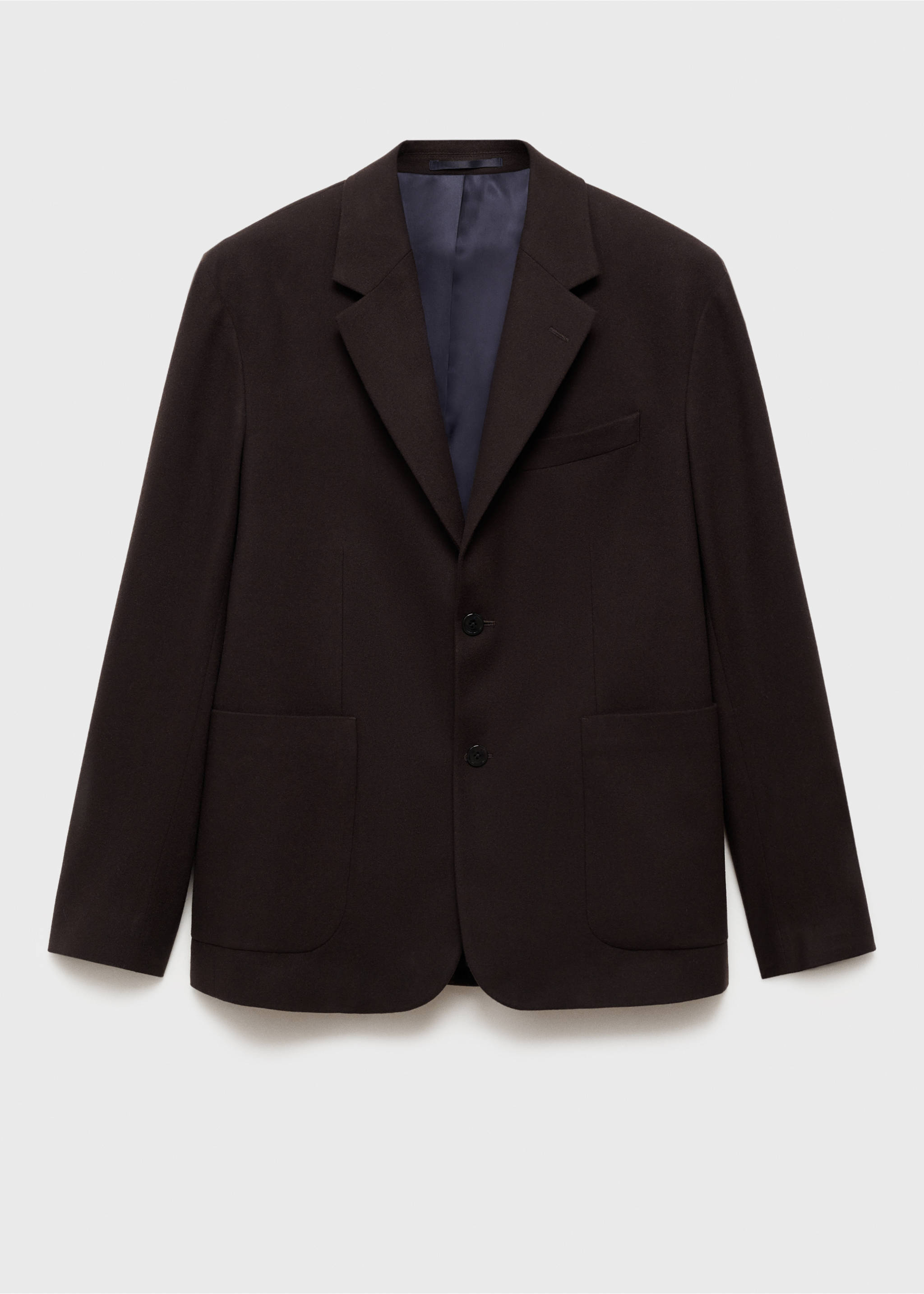 Recycled wool regular-fit jacket - Article without model, Brown. Ref: 77099227-00.