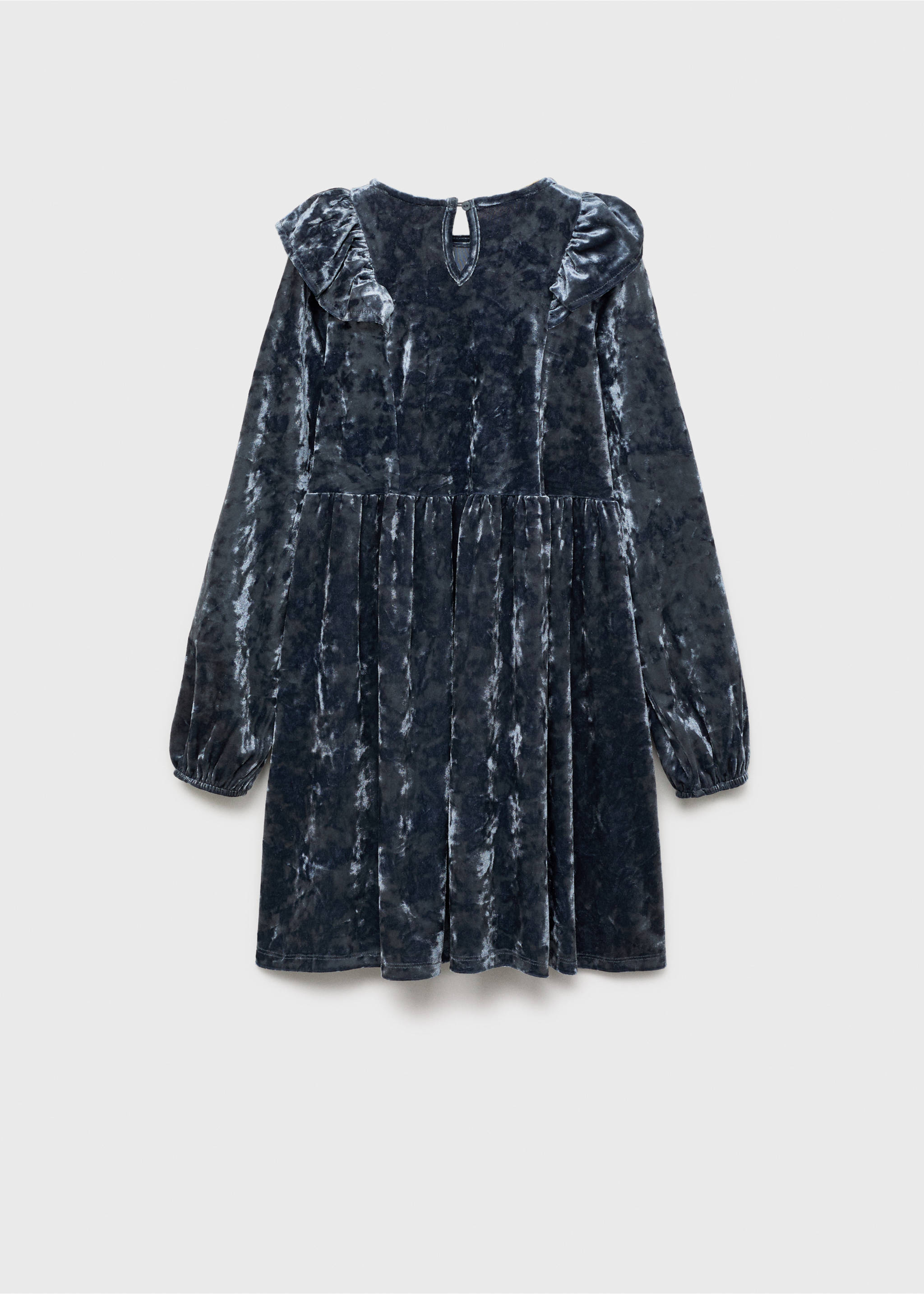 Samtkleid mit Volant-Details - Rückseite des Artikels, Blau. Ref: 77099231-00.