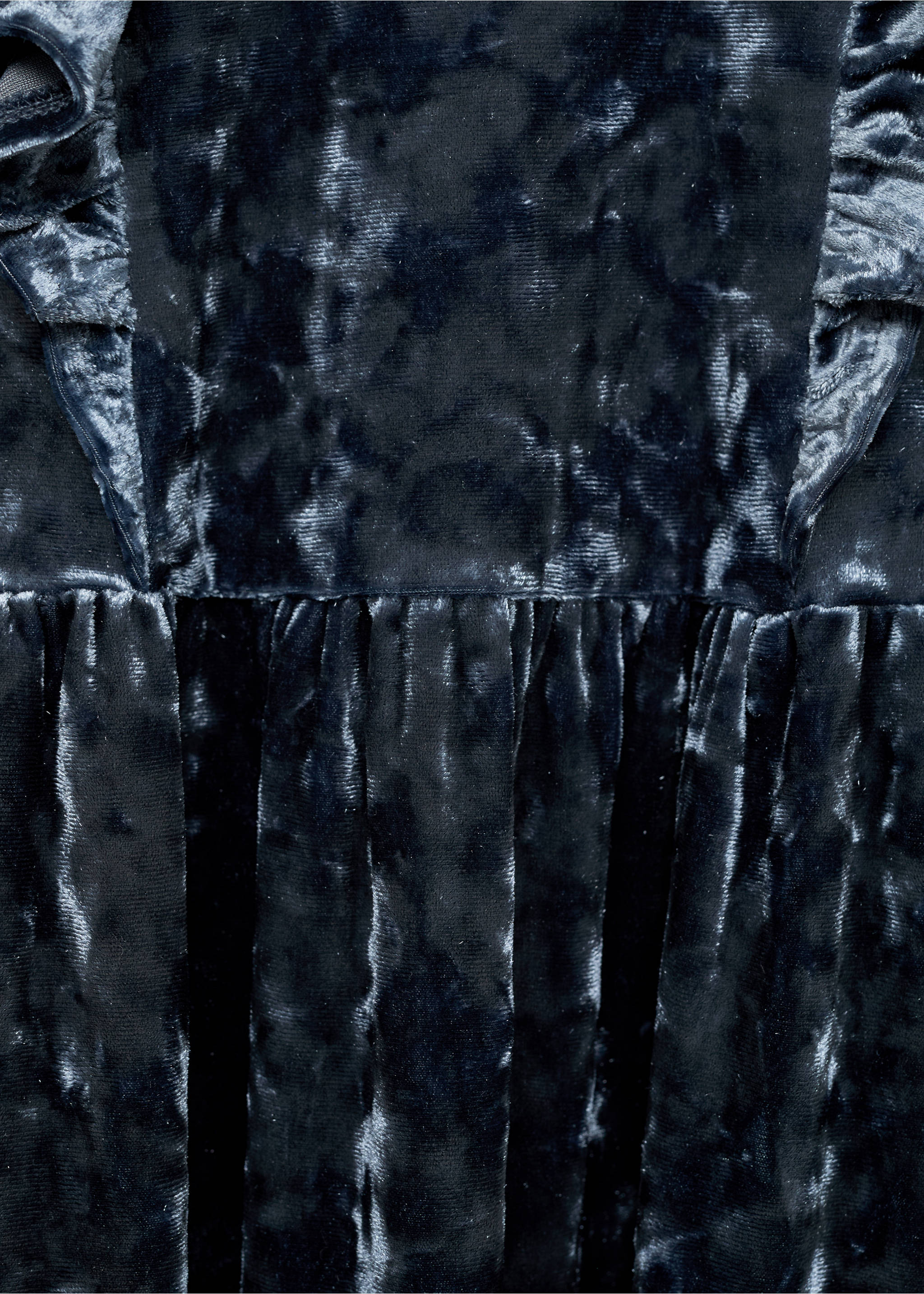 Samtkleid mit Volant-Details - Detail des Artikels 0, Blau. Ref: 77099231-00.