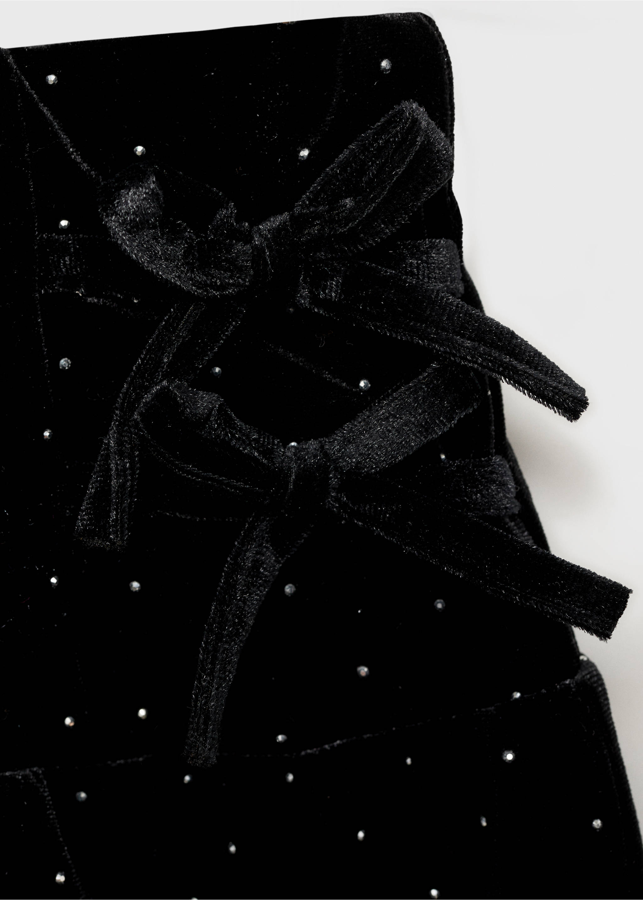 Rhinestone velvet skirt - Details of the article 8, Black. Ref: 77099234-00.