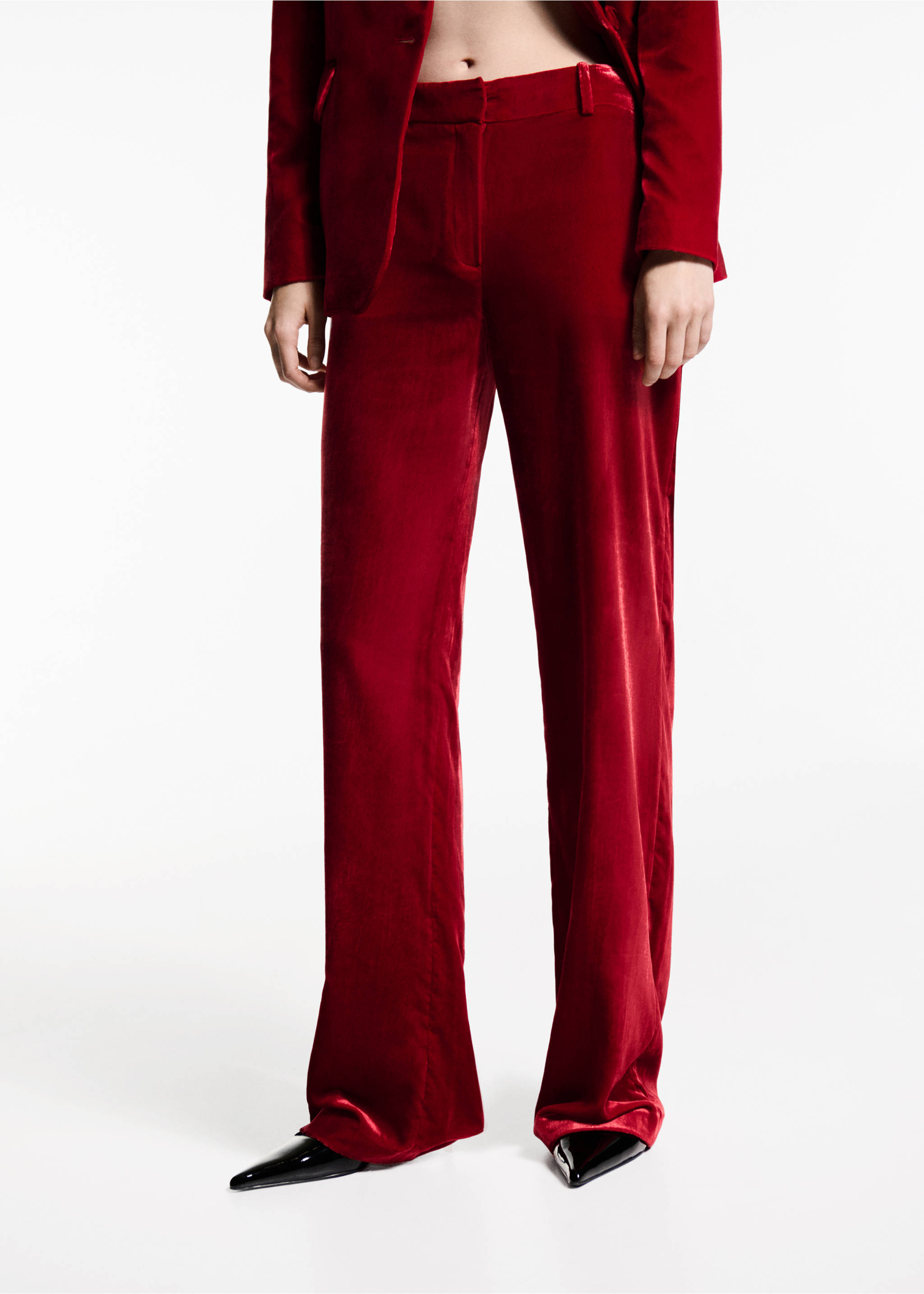 Velvet suit trousers - Medium plane, Strawberry. Ref: 77099236-00.