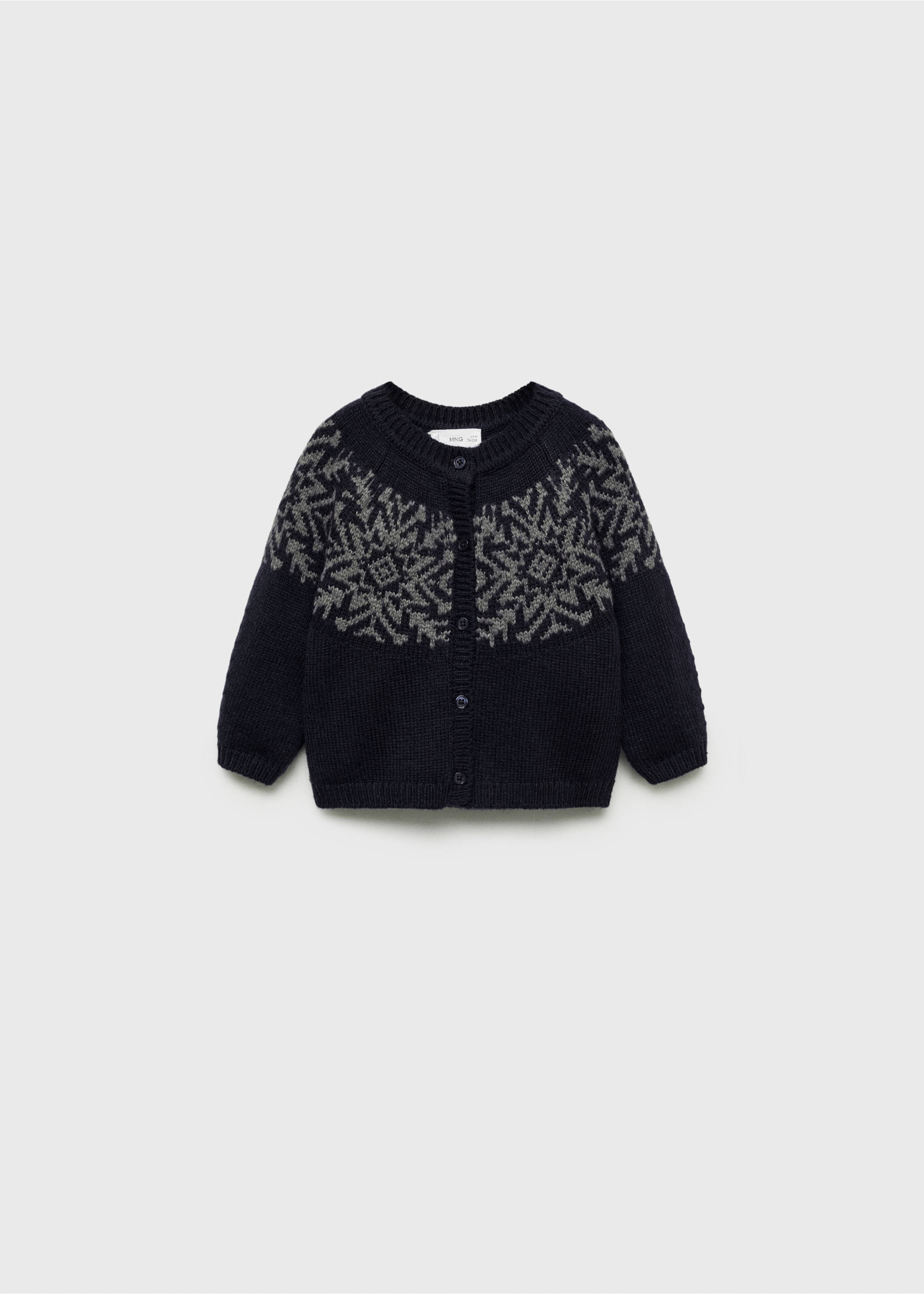 Button jacquard cardigan - Article without model, Dark Navy. Ref: 77099241-00.
