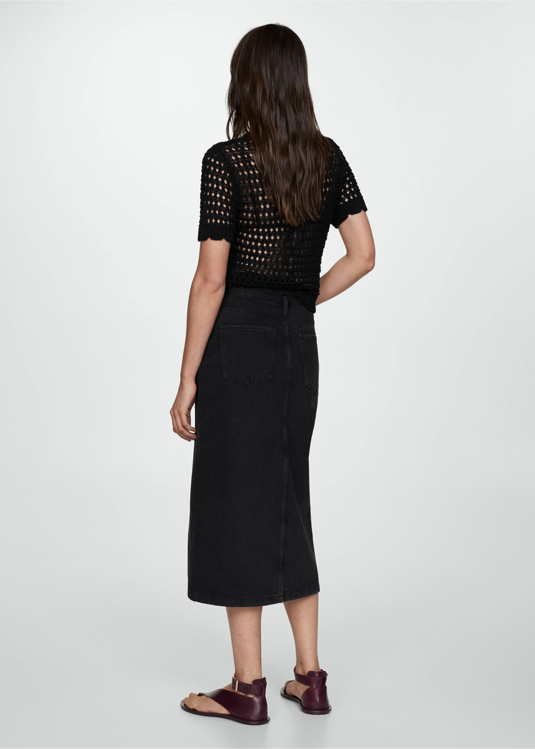 Jupe jean fendue - Verso de l’article, Black denim. Ref: 77099405-00.