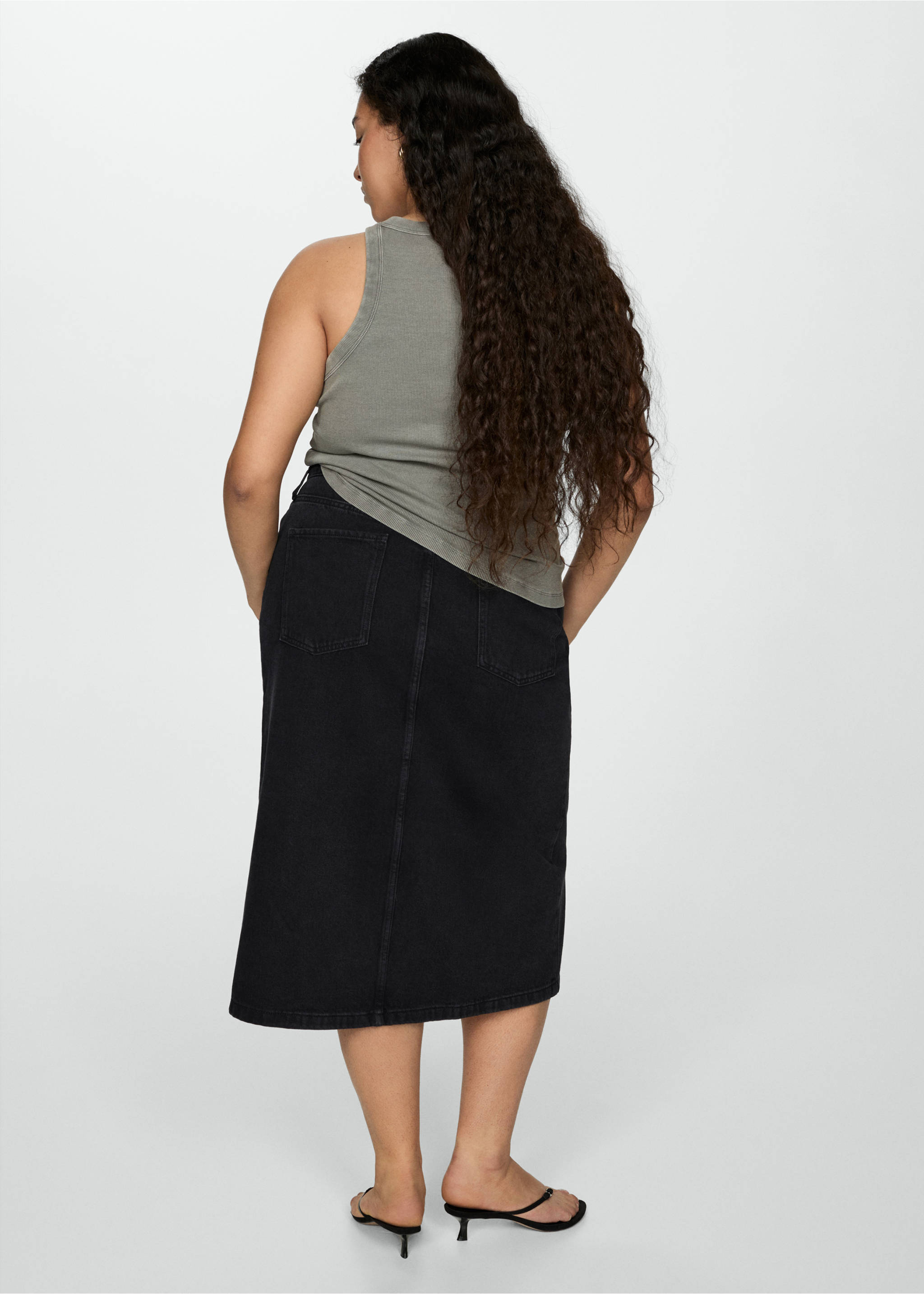 Jupe jean fendue - Détail de l'article 4, Black denim. Ref: 77099405-00.