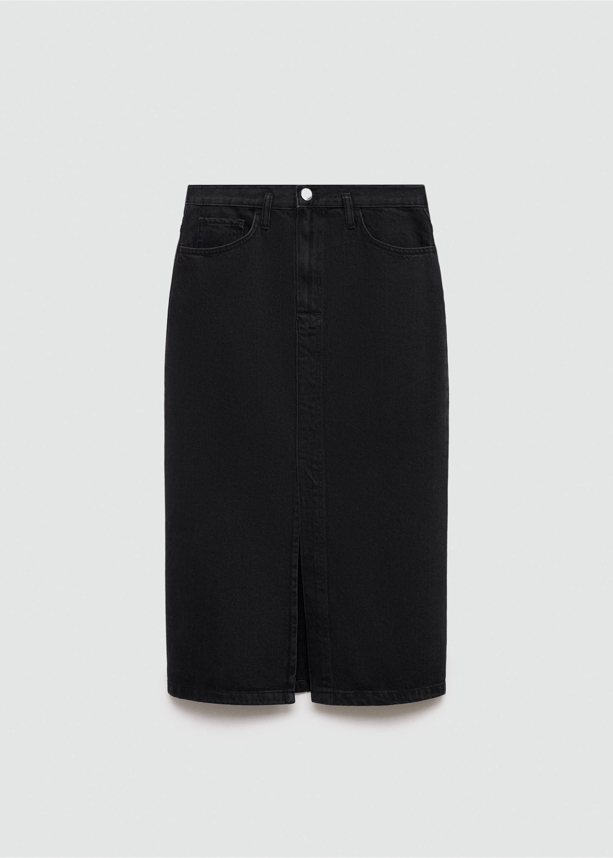 Slit denim skirt - Article without model, Black denim. Ref: 77099405-00.