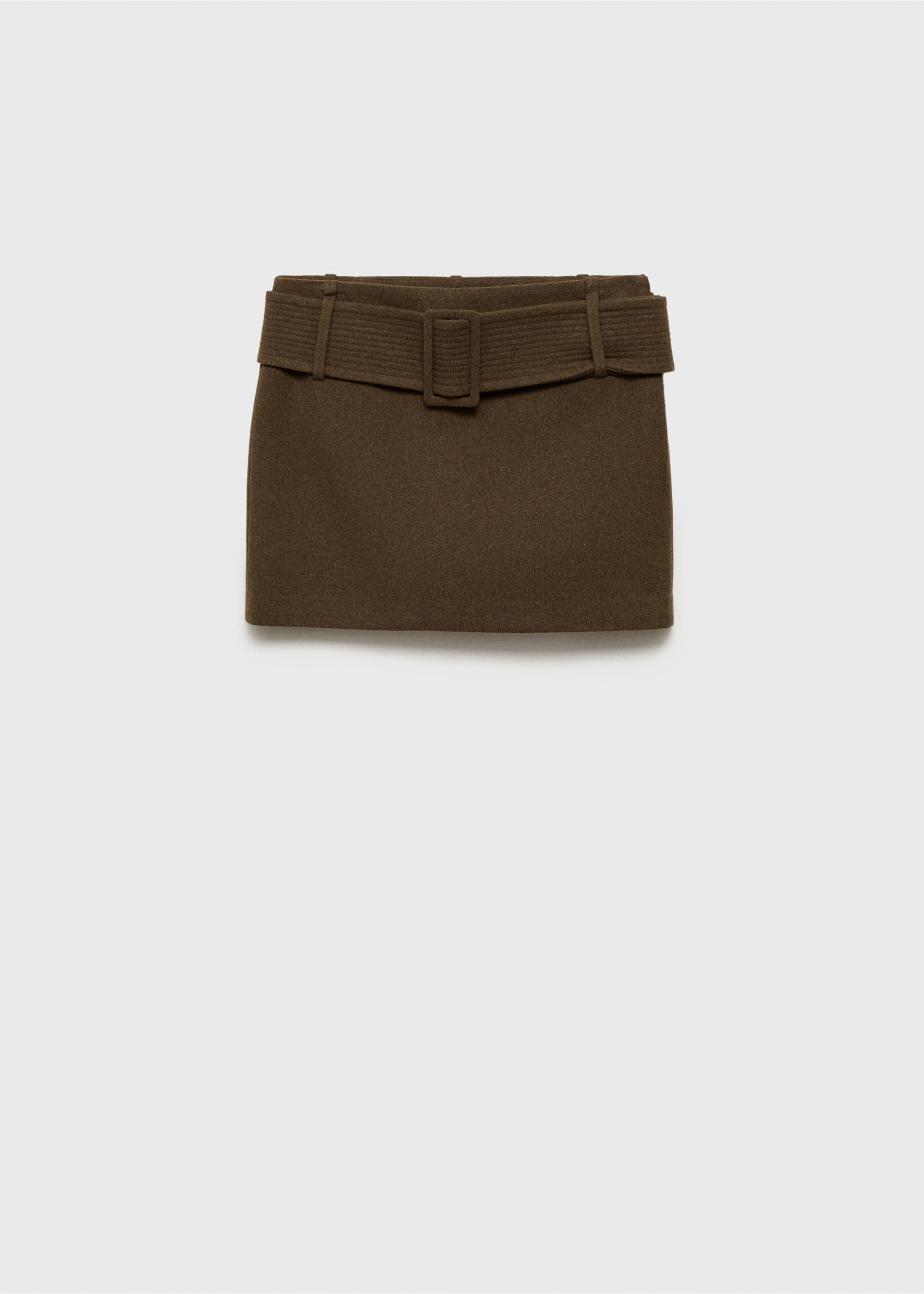 Wool mini-skirt with belt - Article without model, Khaki. Ref: 77099406-00.