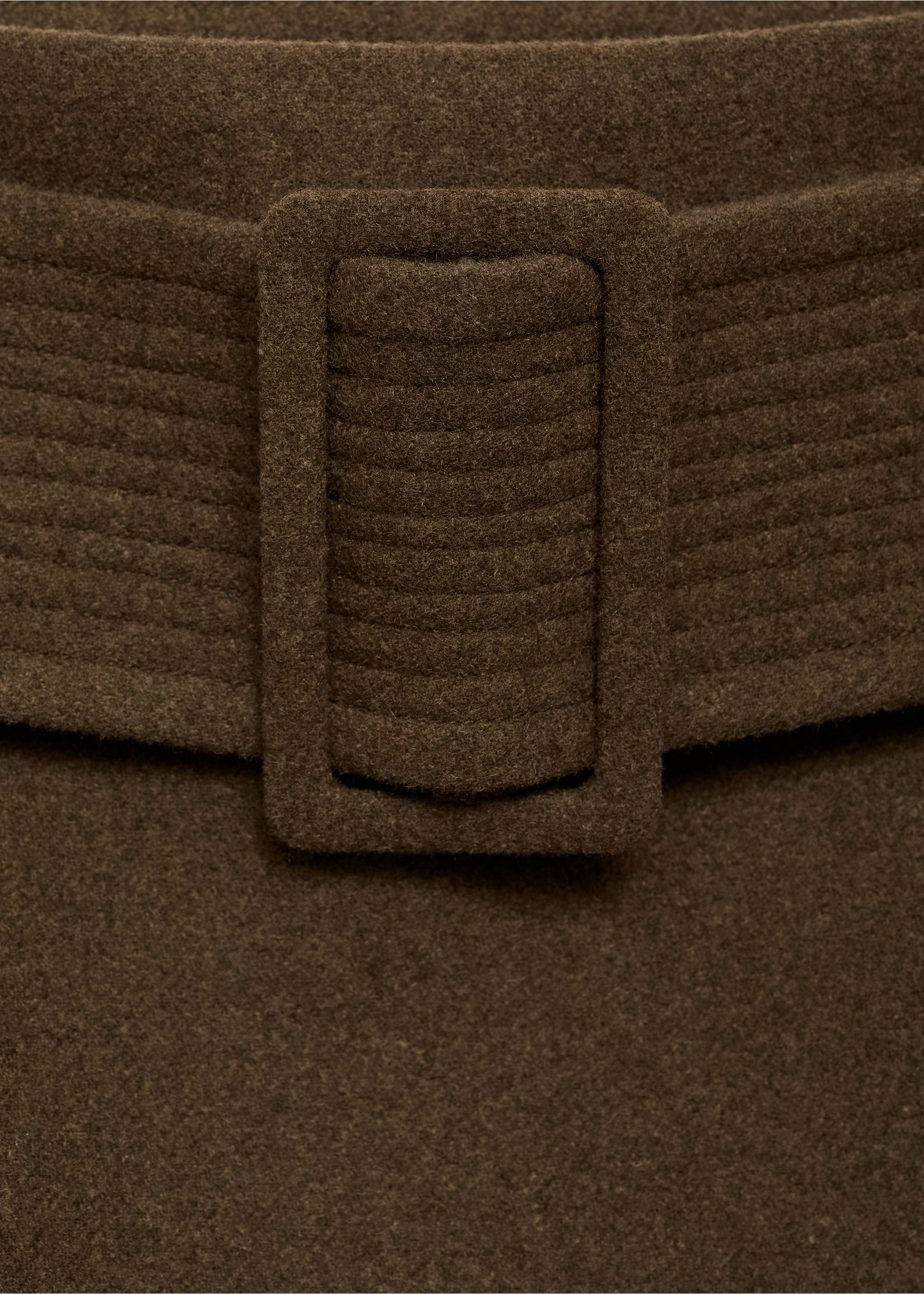 Wool mini-skirt with belt - Details of the article 8, Khaki. Ref: 77099406-00.