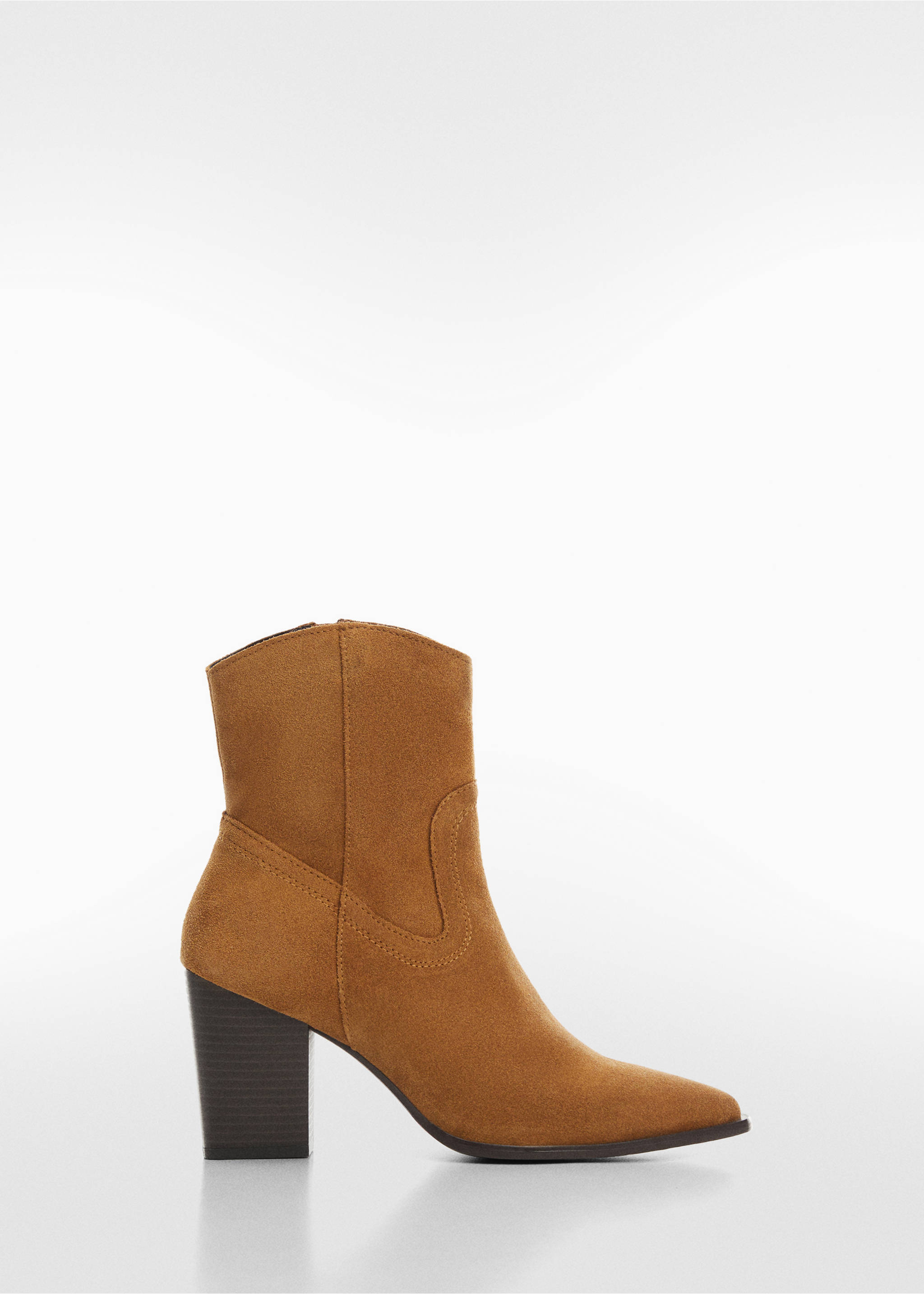Heel suede ankle boot - Article without model, Tobacco Brown. Ref: 77130254-00.