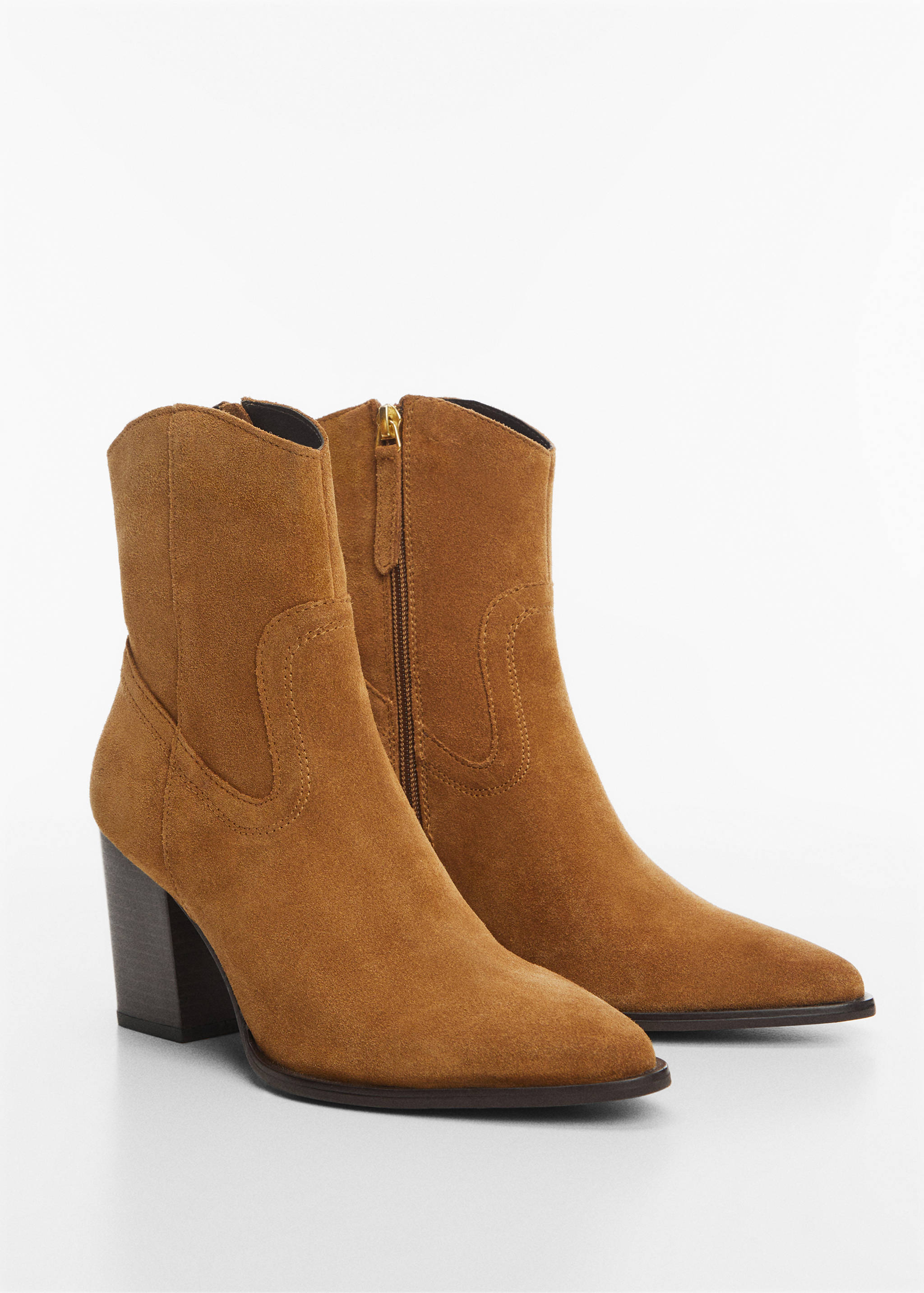 Heel suede ankle boot - Medium plane