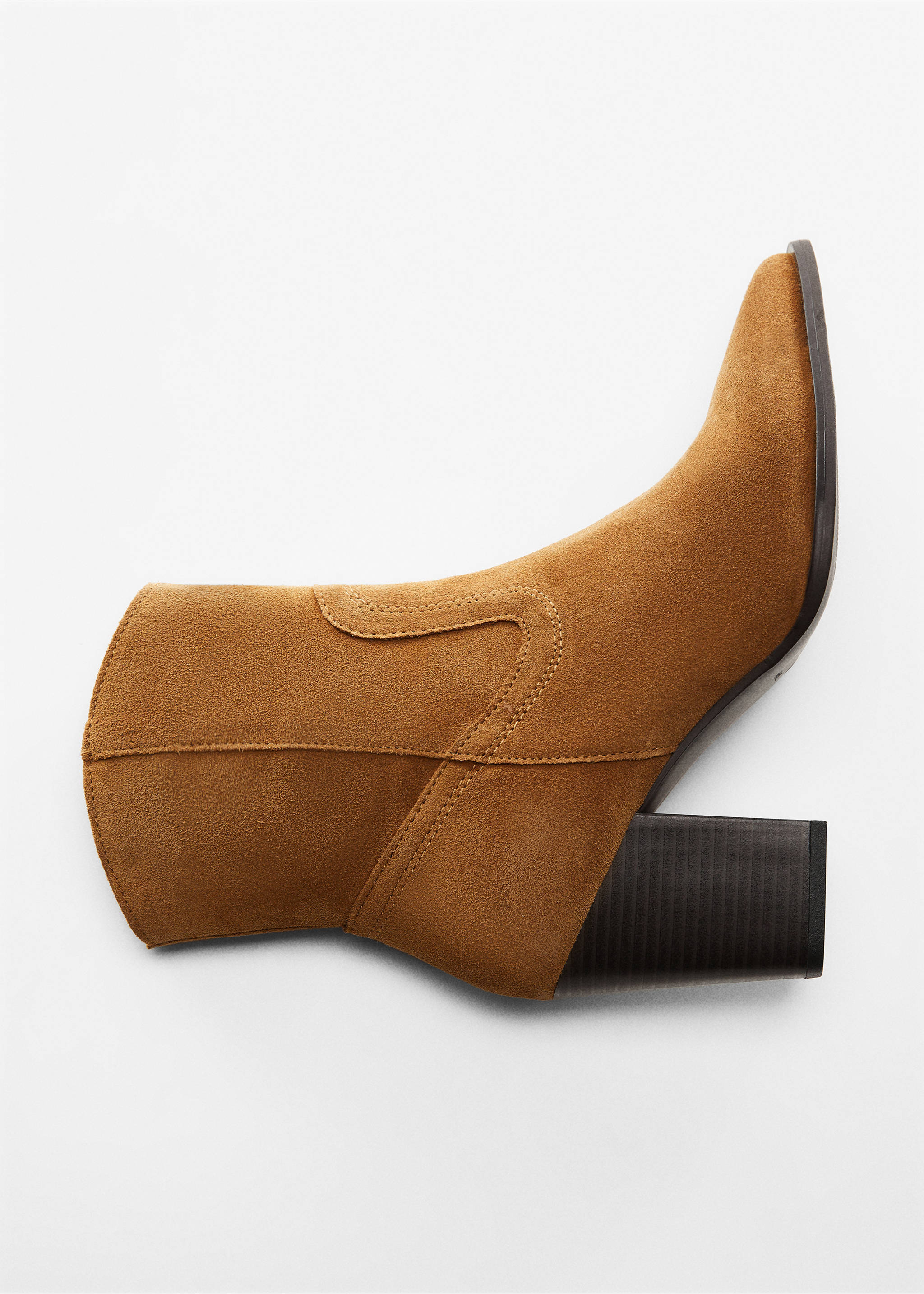 Heel suede ankle boot - Details of the article 5, Tobacco Brown. Ref: 77130254-00.