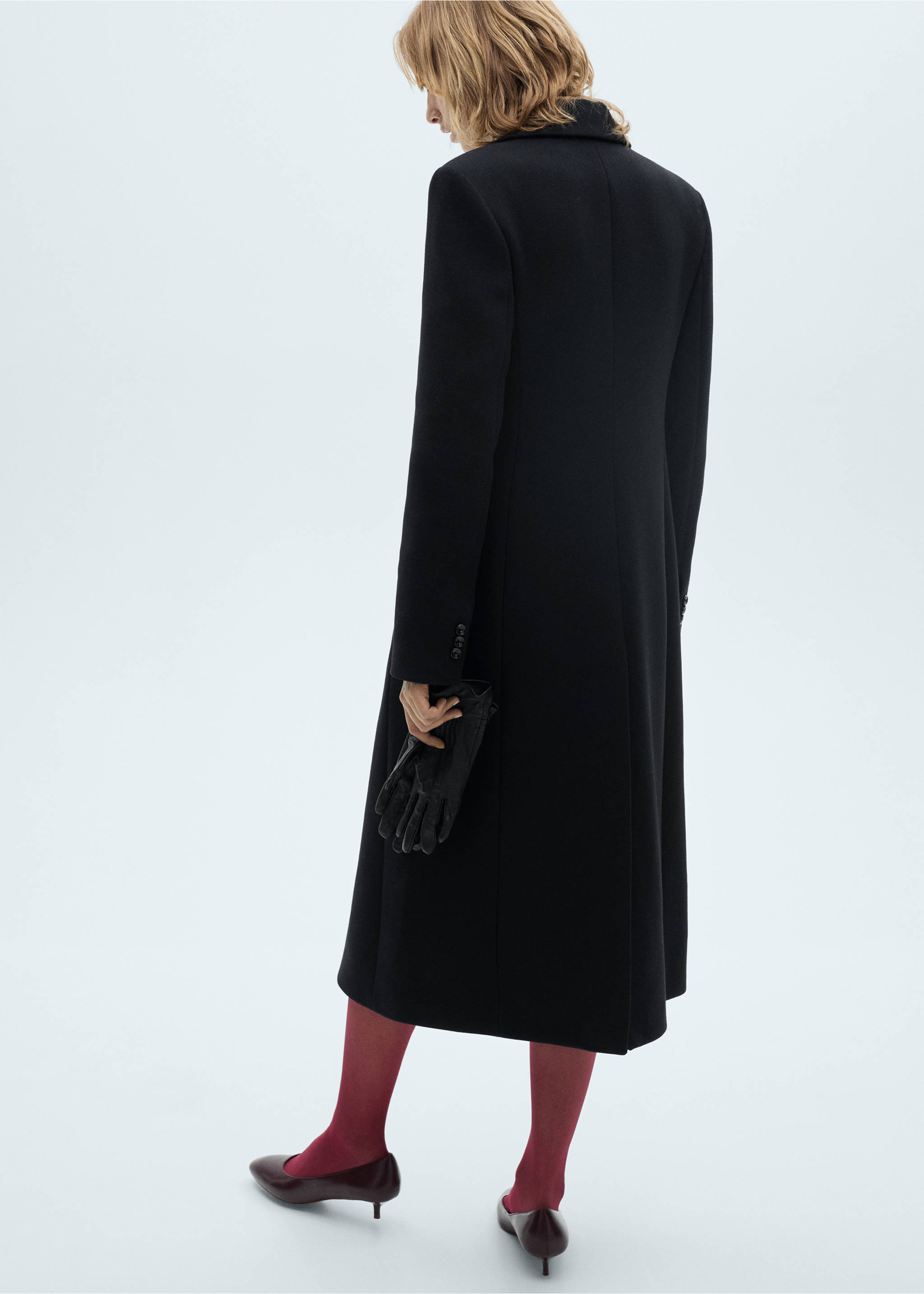 Structured wool coat - Reverse of the article, Black. Ref: 77159223-00.