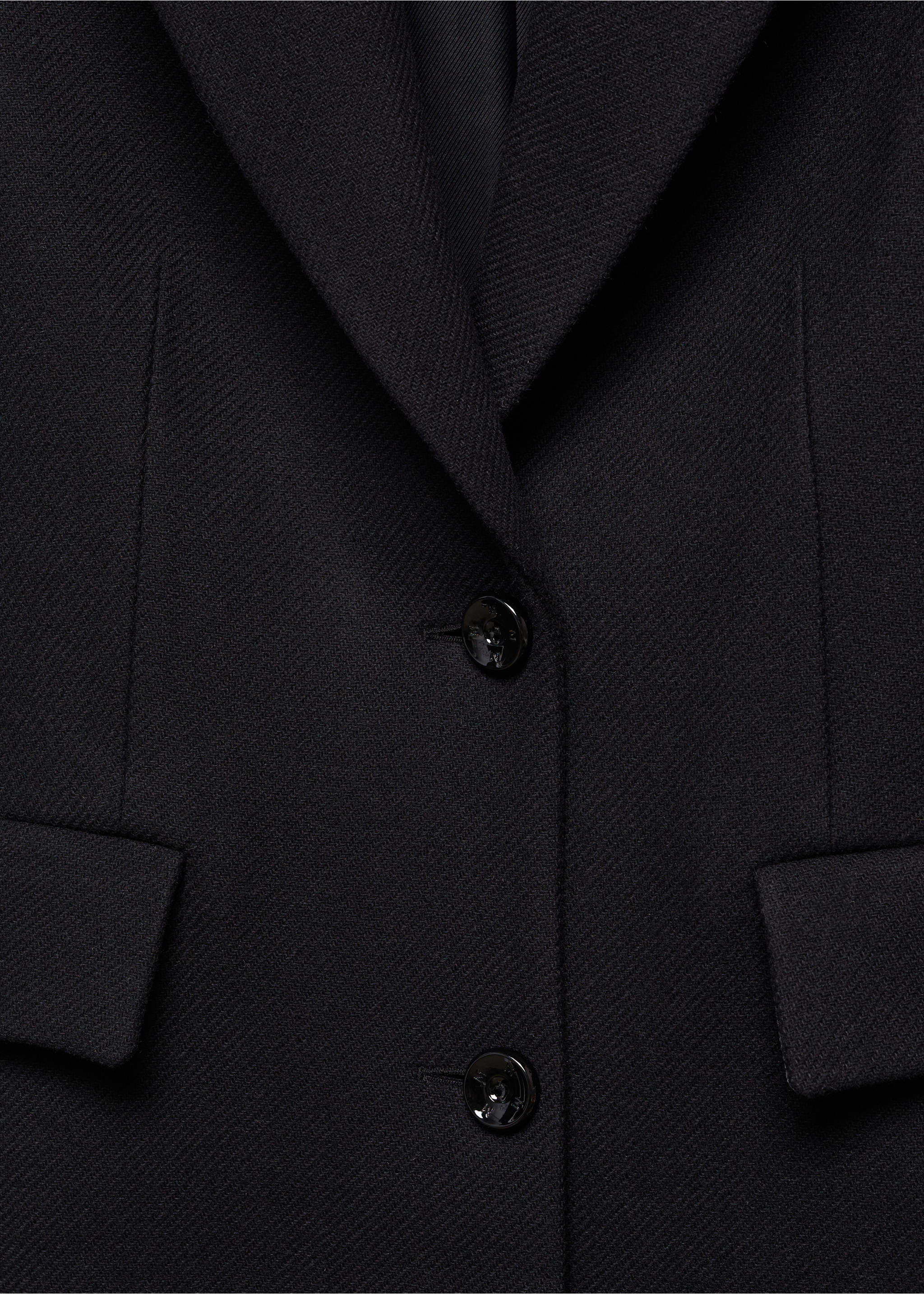 Structured wool coat - Details of the article 8, Black. Ref: 77159223-00.