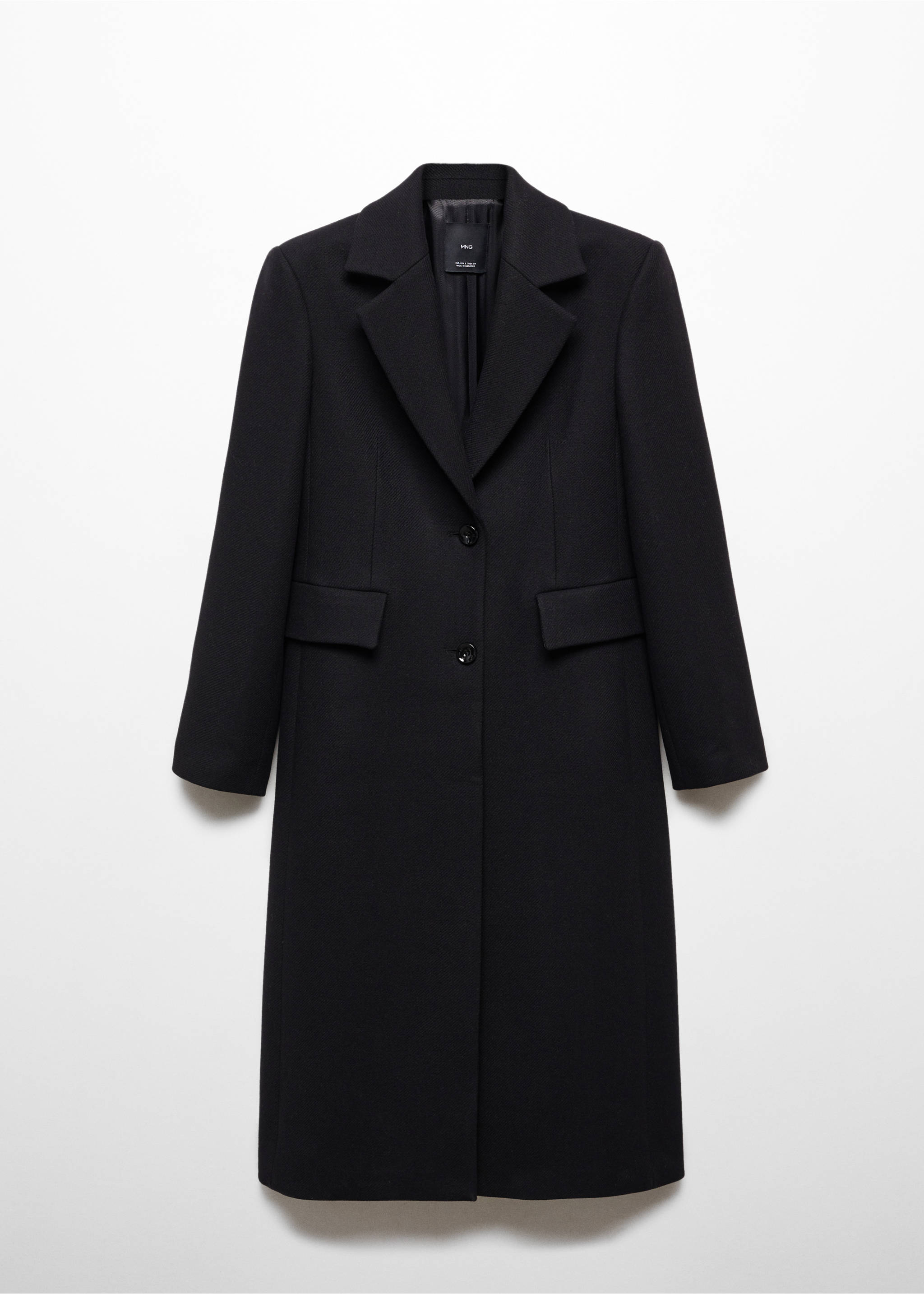 Structured wool coat - Article without model, Black. Ref: 77159223-00.